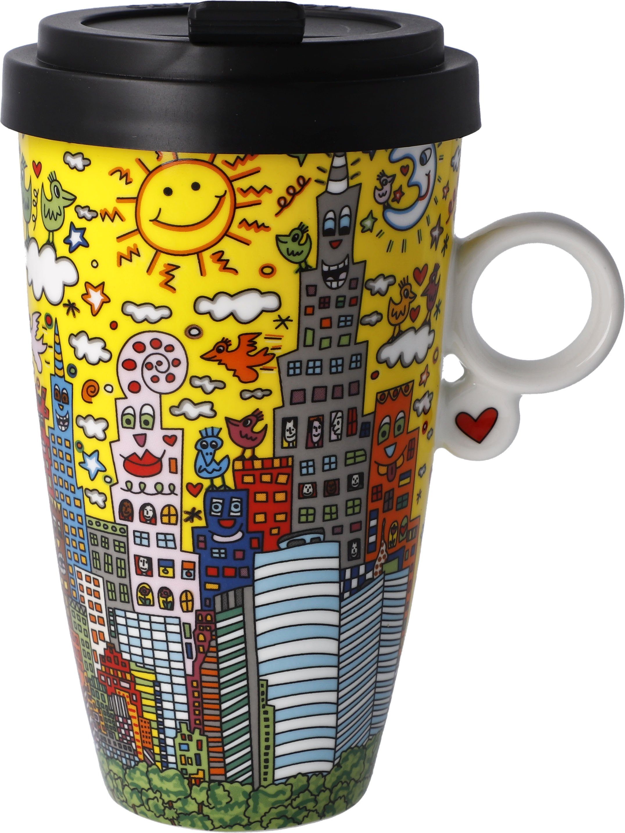Goebel Coffee-to-go-beker James Rizzi - "My New York City Sunset" met een afneembare deksel, 500 ml