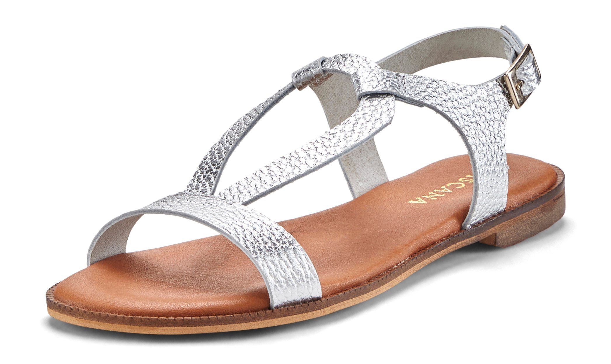 Lascana Sandalen Zomerschoen Sandalette, zomerschoen van hoogwaardig leer in metallic-look