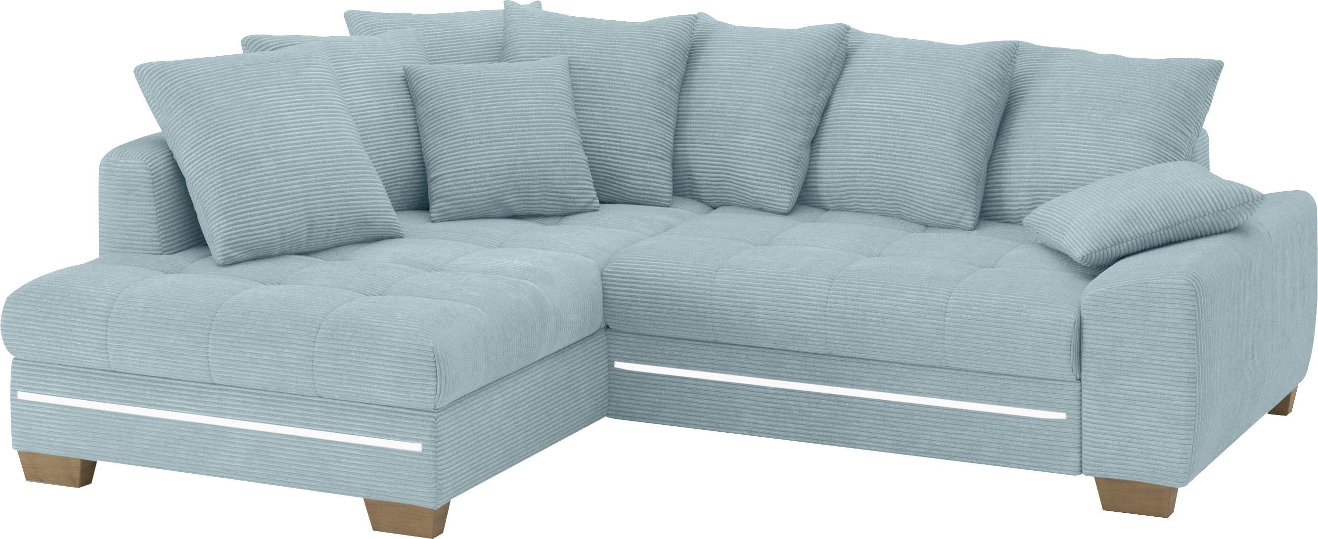 Mr. Couch Hoekbank Nikita II, L-vorm met koudschuim, rgb-led-verlichting, optioneel met bed, bedlade