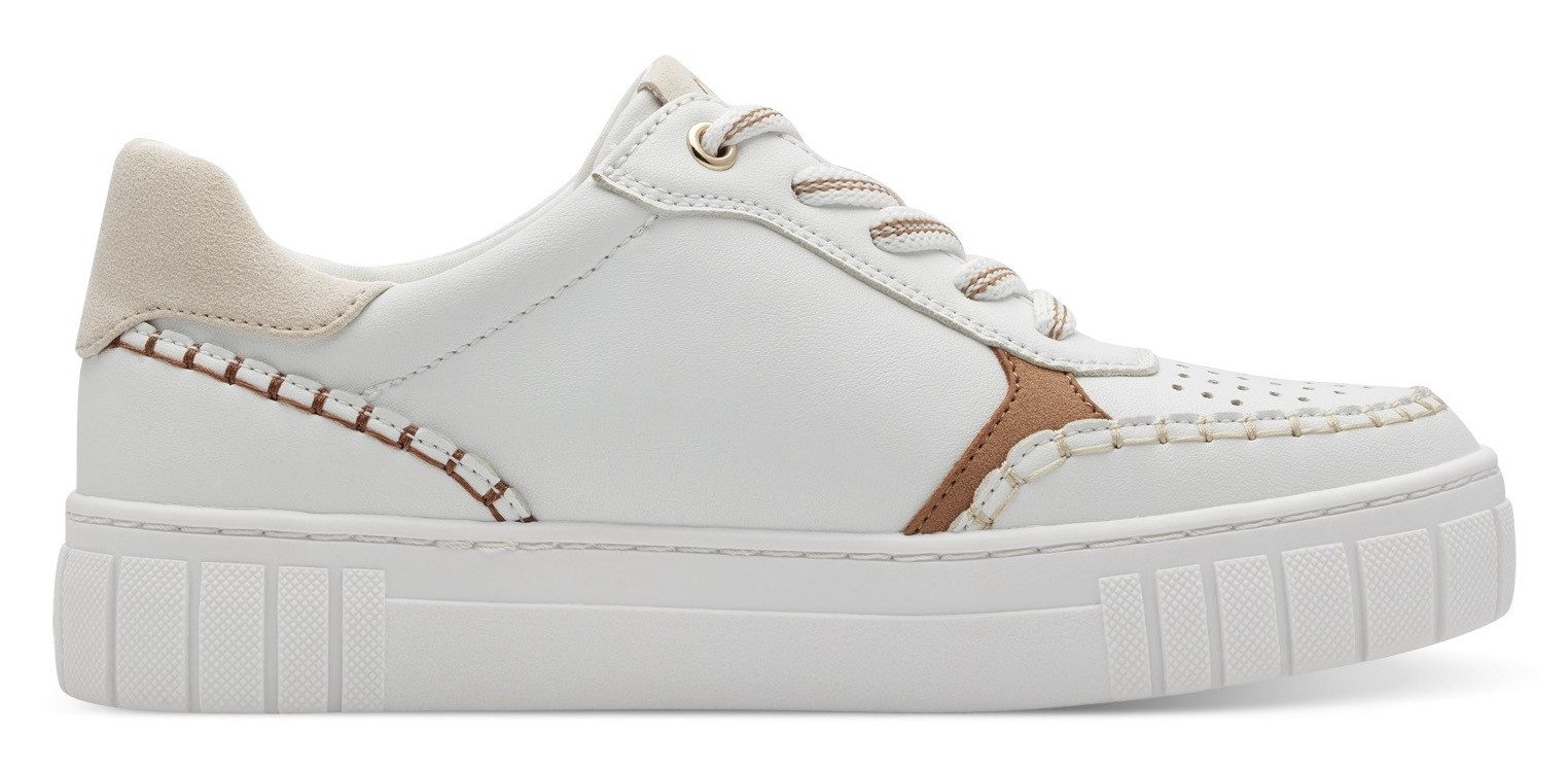 Marco Tozzi Plateausneakers , vrijetijdsschoen, lage schoen, veterschoen met onderlegde perforatie