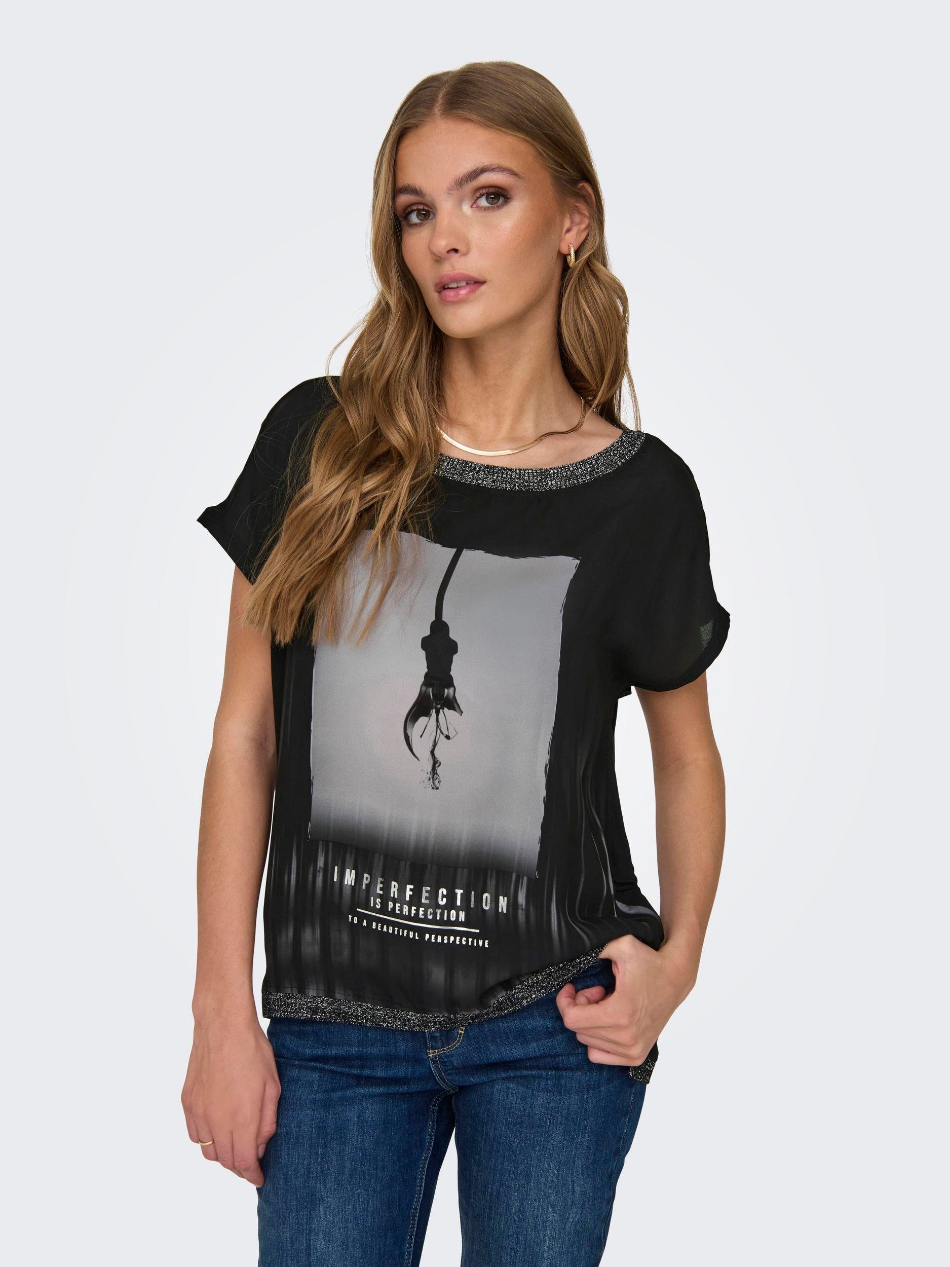 Only Shirt met korte mouwen ONLMICKELA S/S PHOTO TOP BOX JRS