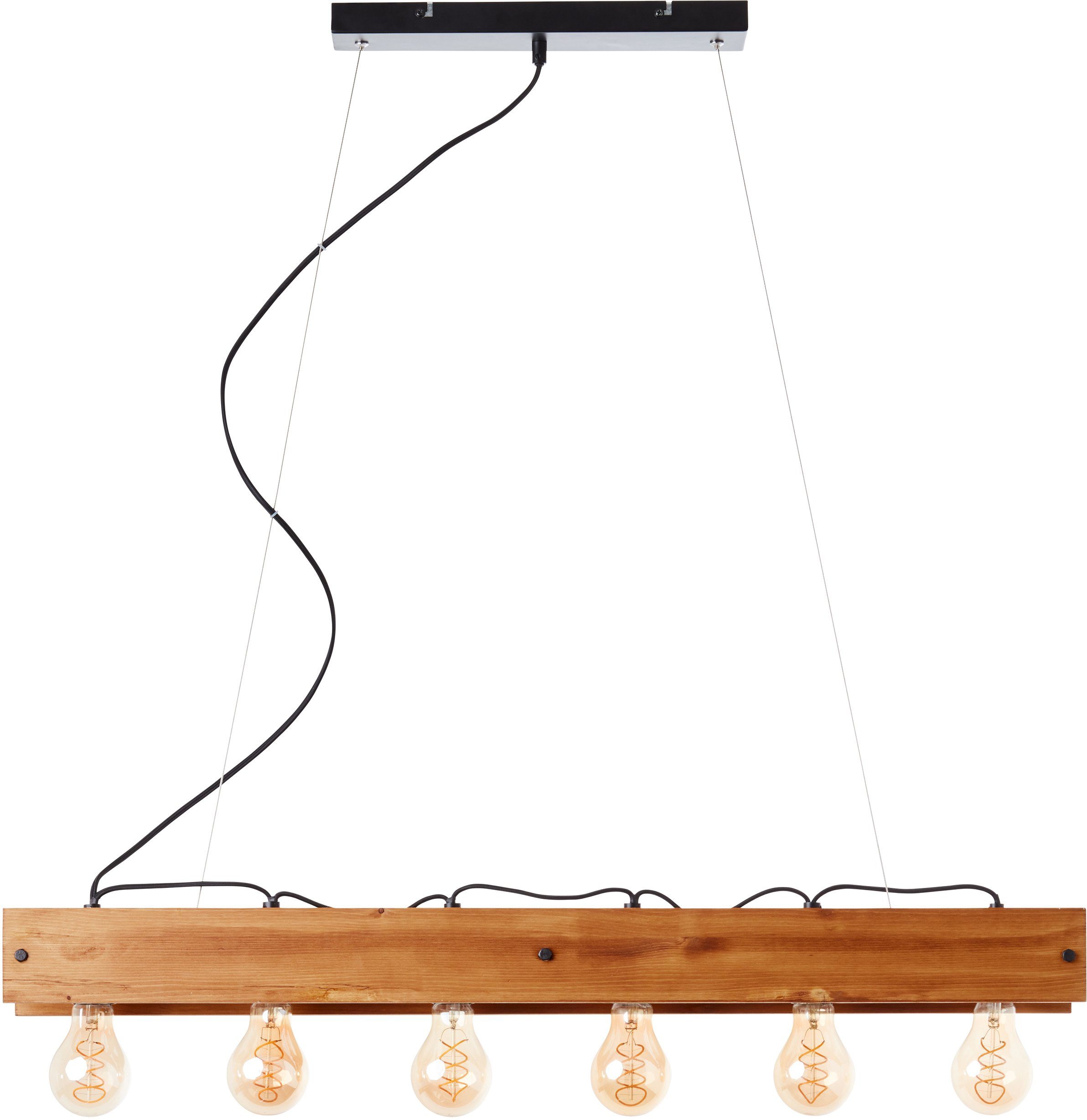 Brilliant Leuchten Hanglamp Calandra 150 cm hoogte, 90 cm breedte, 6 x e27, metaal/hout, zwart/hout (1 stuk)