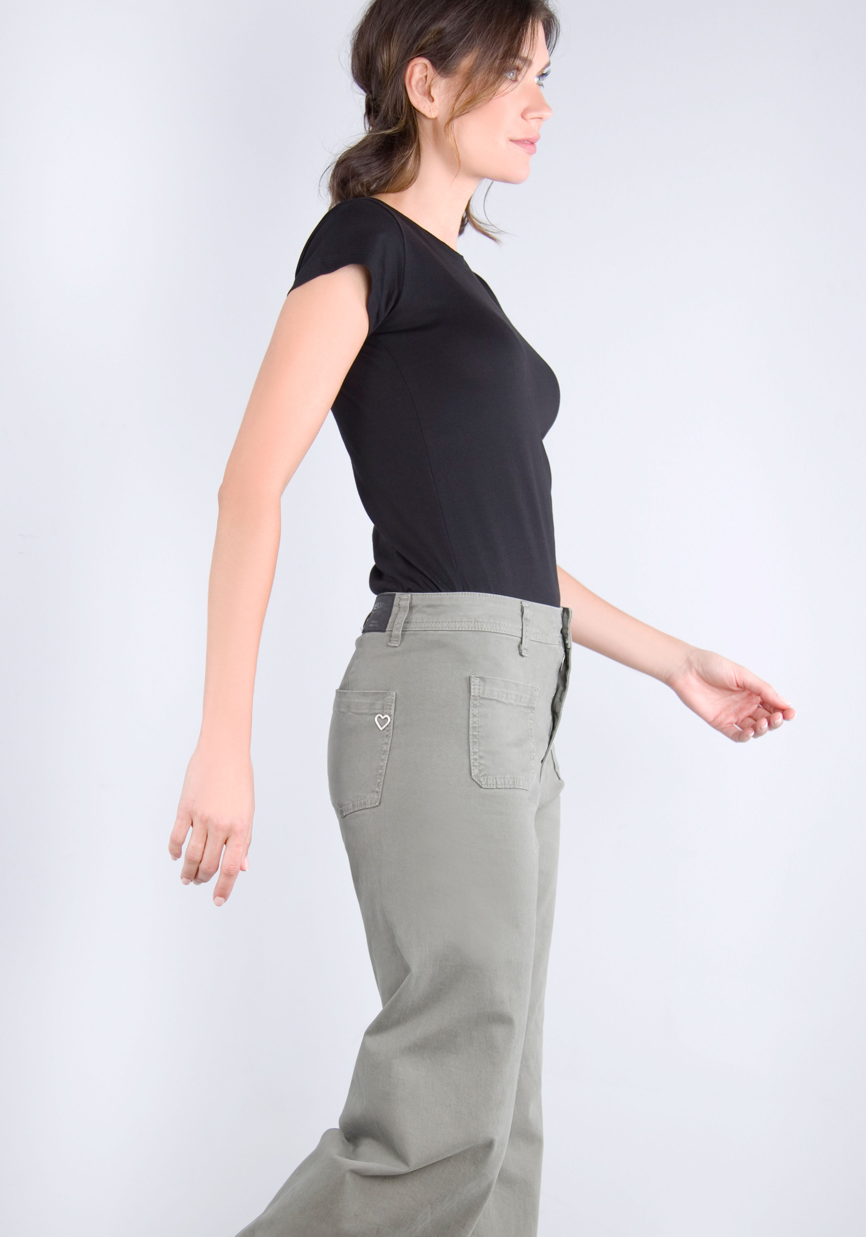 Please Jeans Broek met wijde pijpen van hoogwaardige katoenmix met stretch