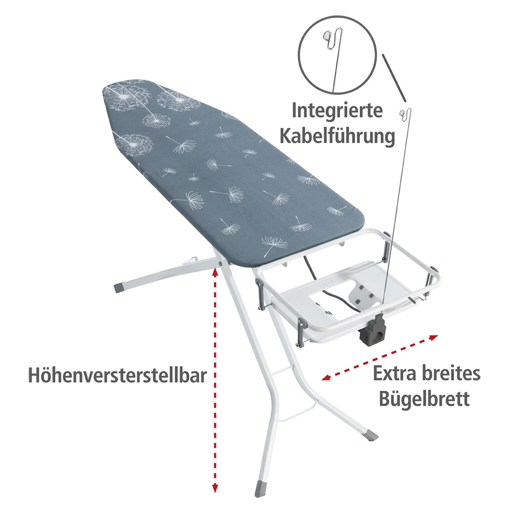 WENKO Strijkplank Model Professional met kabelgeleiding en stopcontact