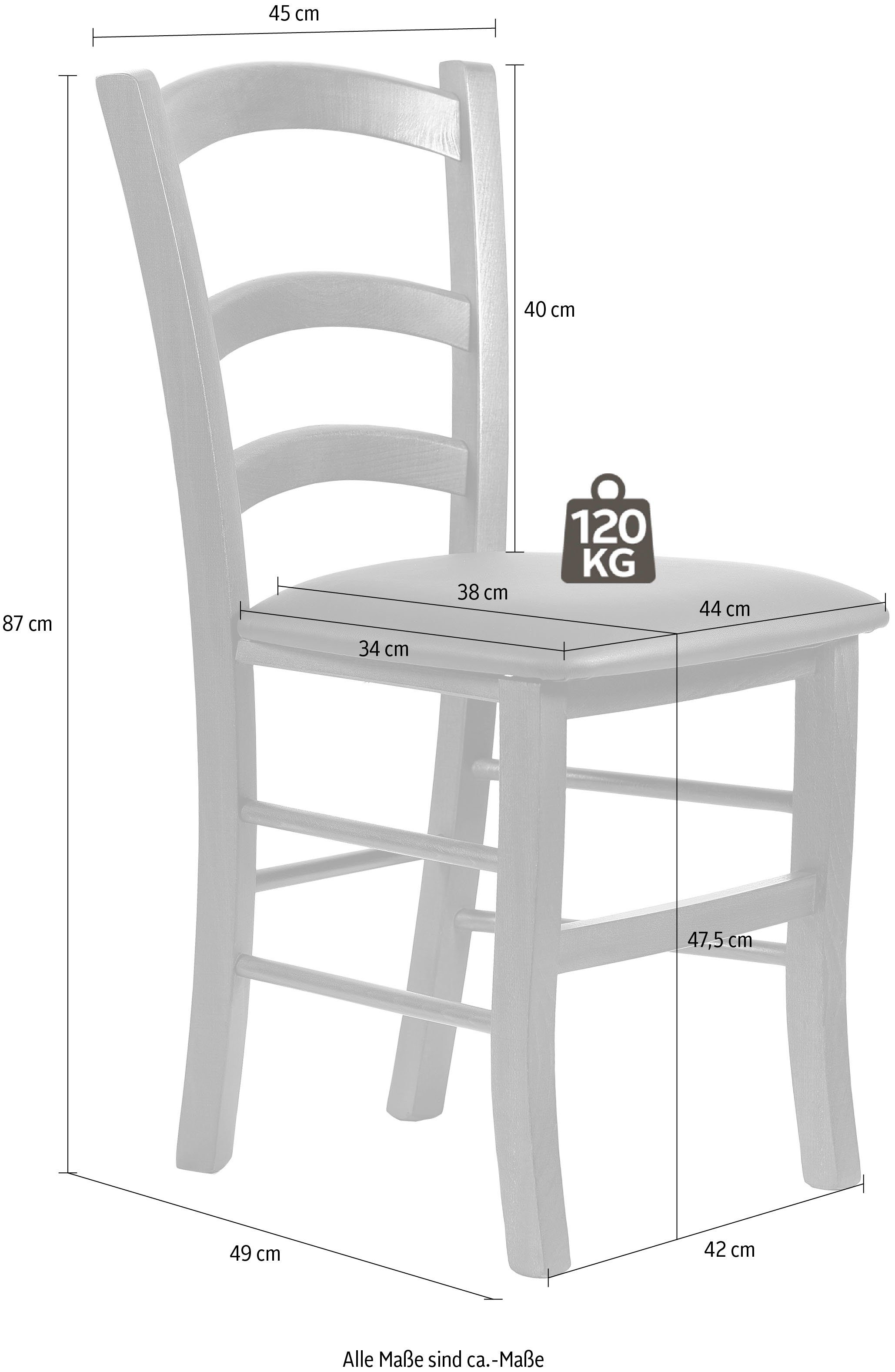Home affaire Eetkamerstoel Super Paesana Massief beukenhout overtrokken met kunstleer (set, 2 stuks)