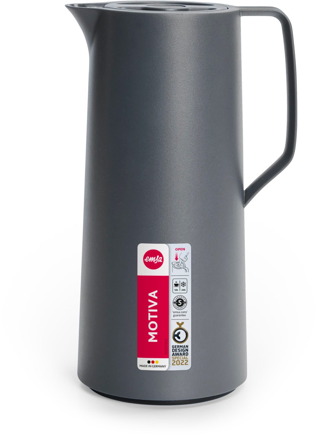Emsa Thermoskan Motiva in modern design, 100% lekvrij, gemaakt in Duitsland Quick-Press-deksel, eenhandsbediening, ergonomische schroefdeksel