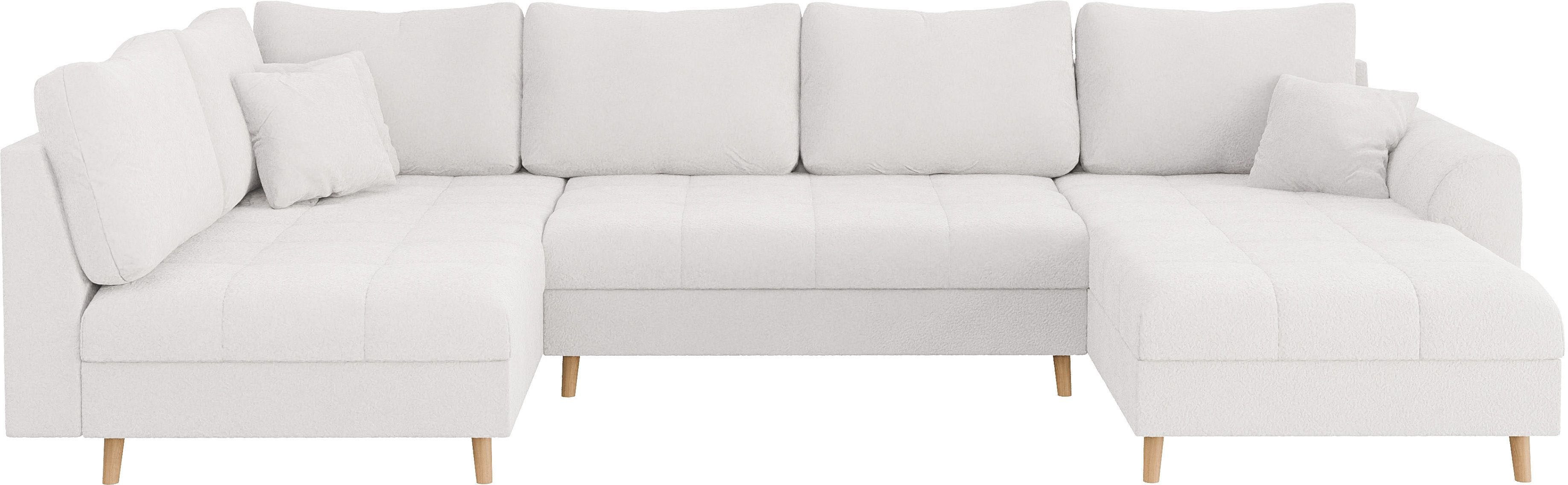 Home affaire Zithoek CHARRE U-vorm met ottomane, afmetingen B/D/H: 310/161/81 cm fijne stiksels, losse rug- en sierkussens, ook in cord en bouclé