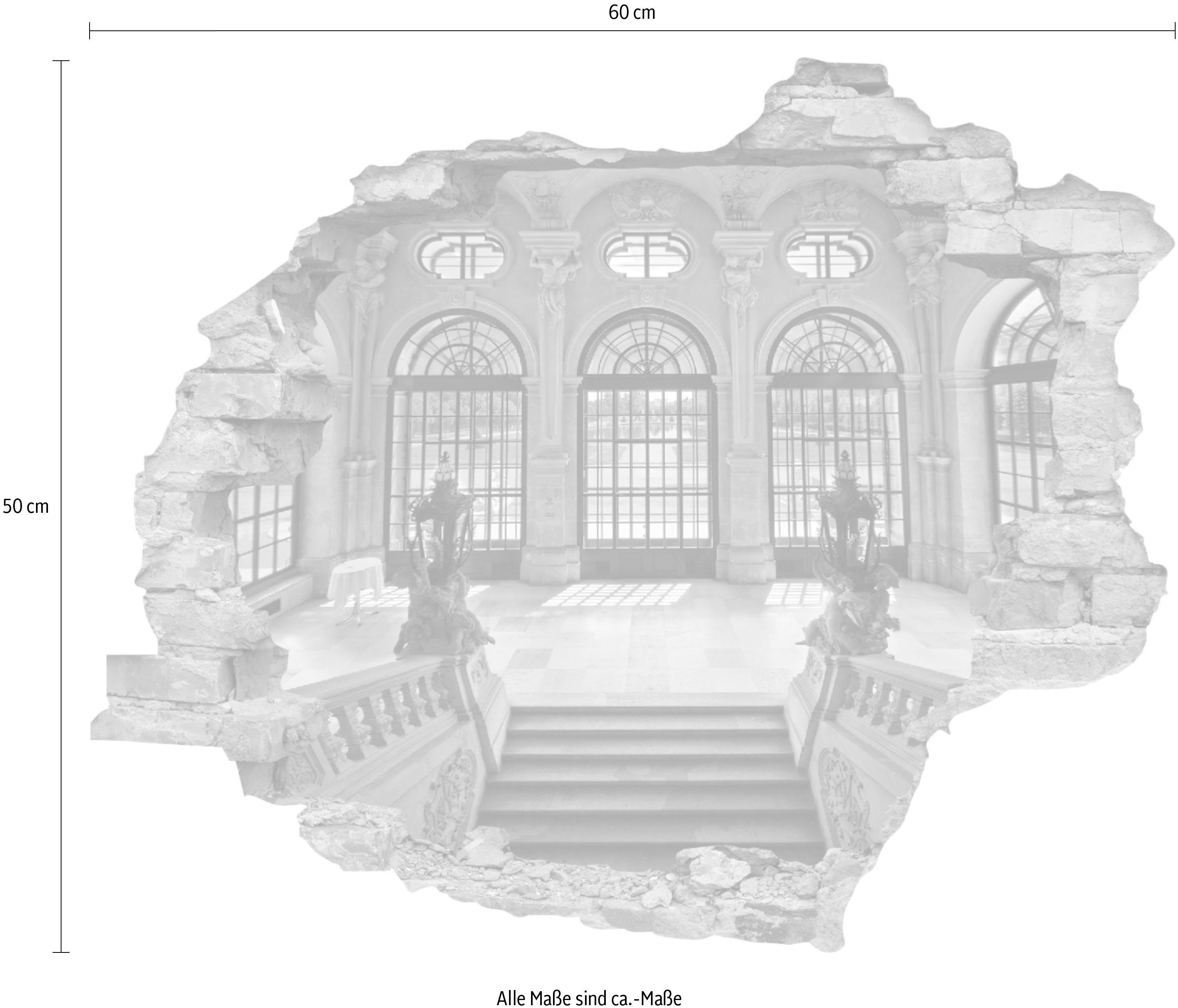 queence Wandfolie Trap Muursticker, muurdecoratie, zelfklevend, 3D, muurdurchbraak (1 stuk)