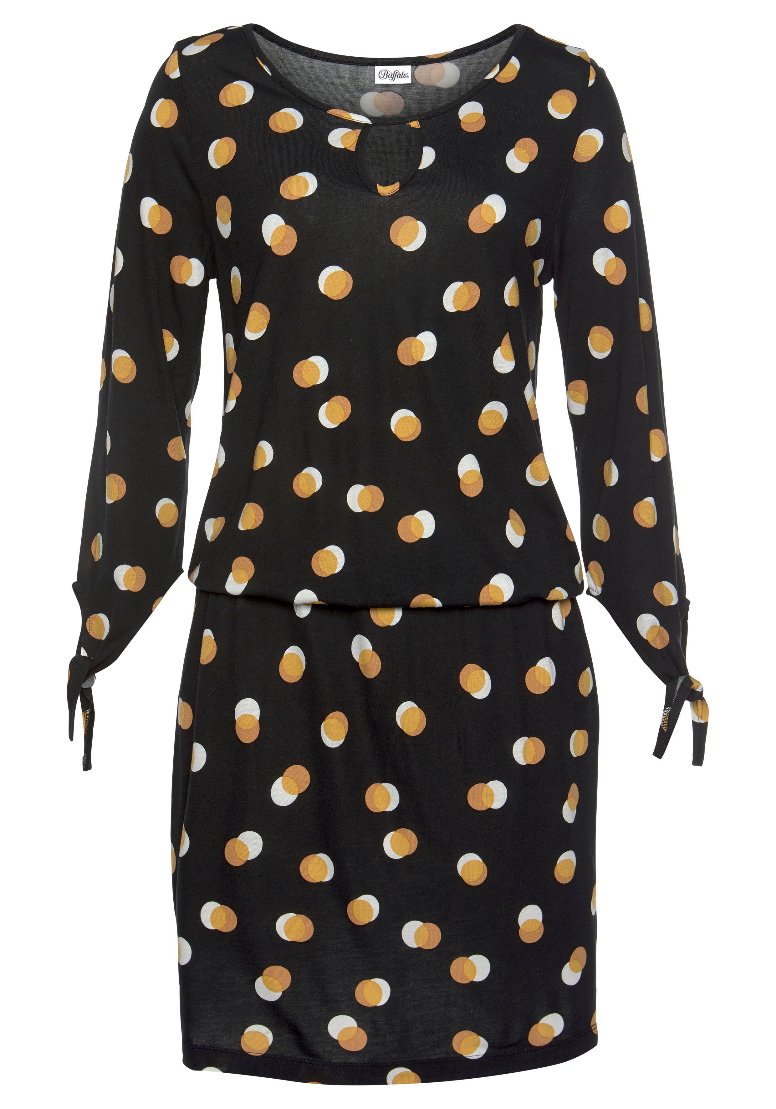 Buffalo Jerseyjurk met bandjes om te knopen, kort zomerjurk met 3/4-mouwen, strandjurk