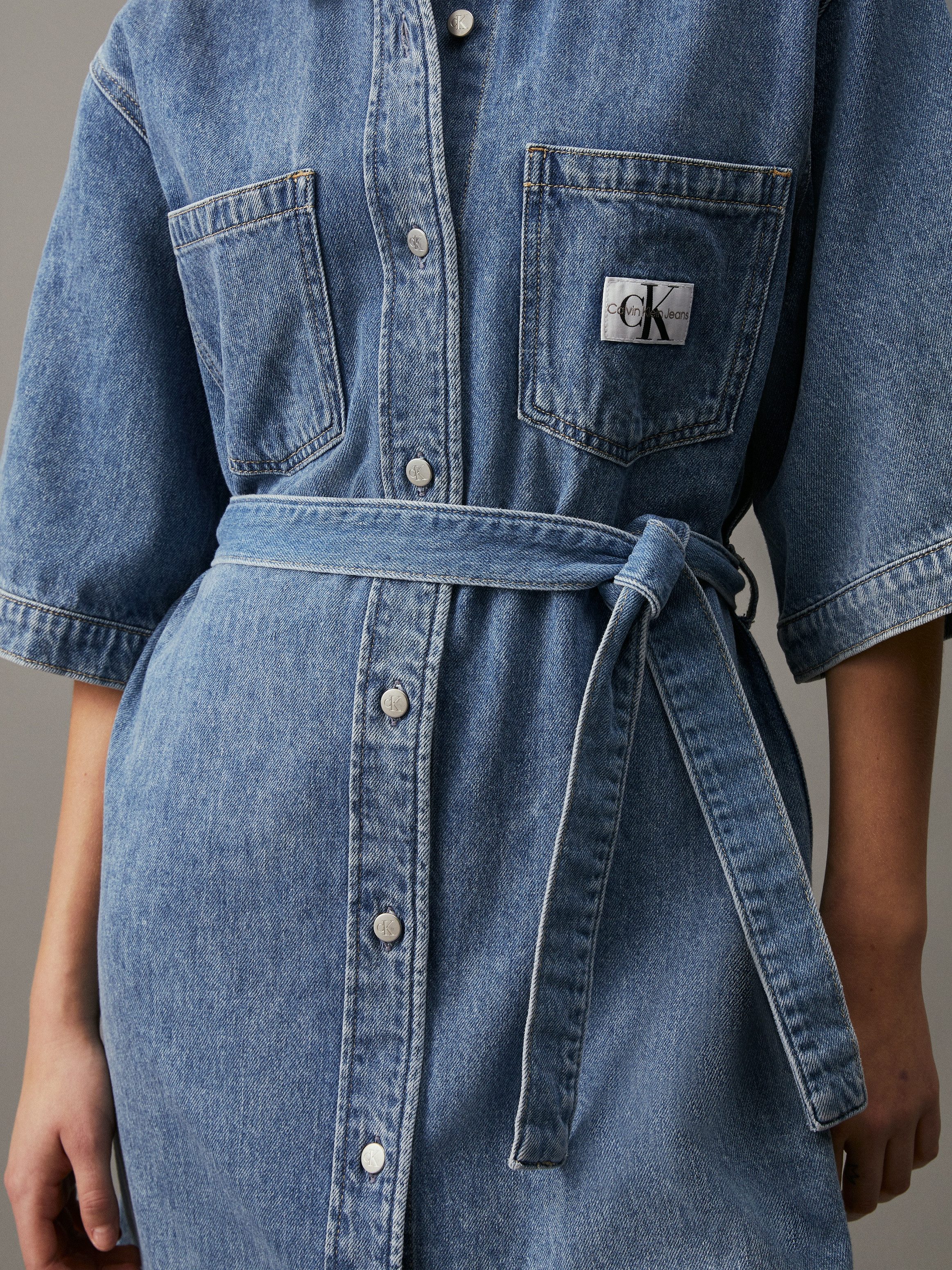 Calvin Klein Jeans jurk BOXY BELTED SHIRT DRESS