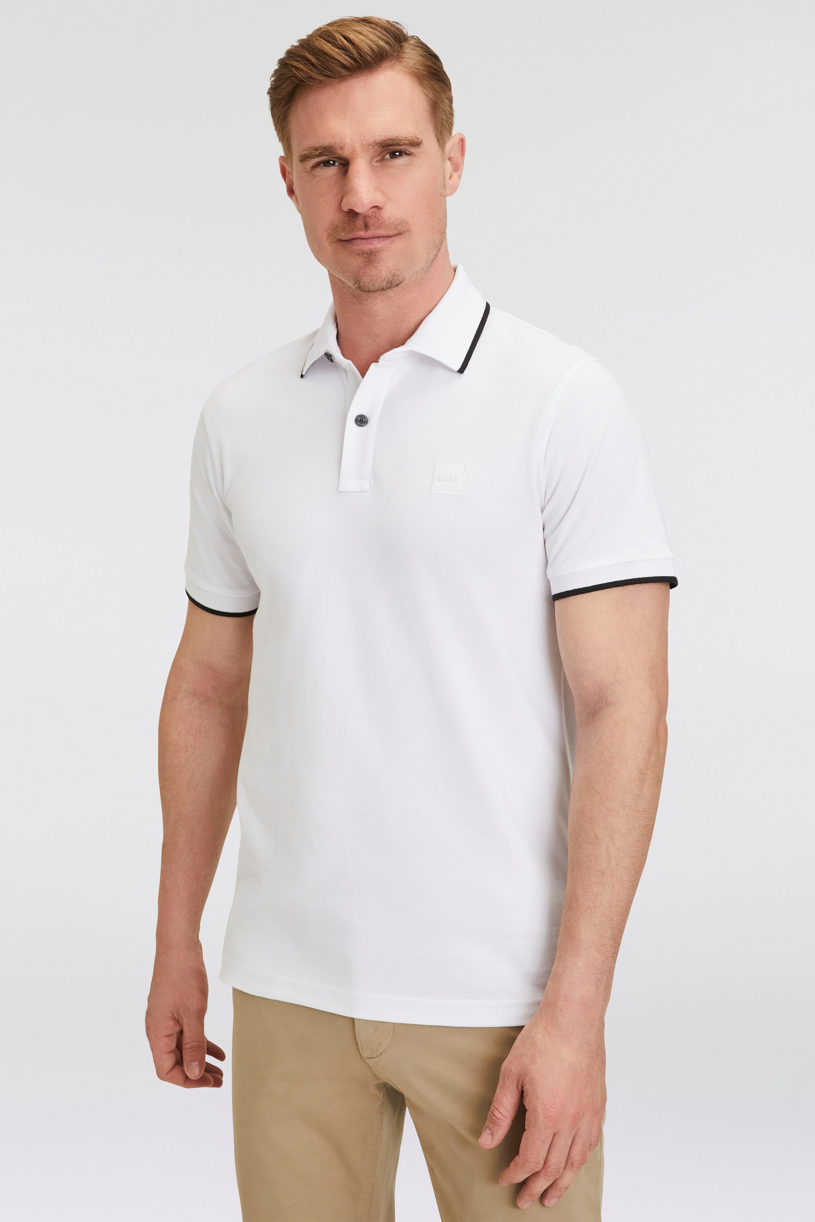 Boss Polo Shirt Korte Mouwen Lente Zomer Collectie White Heren