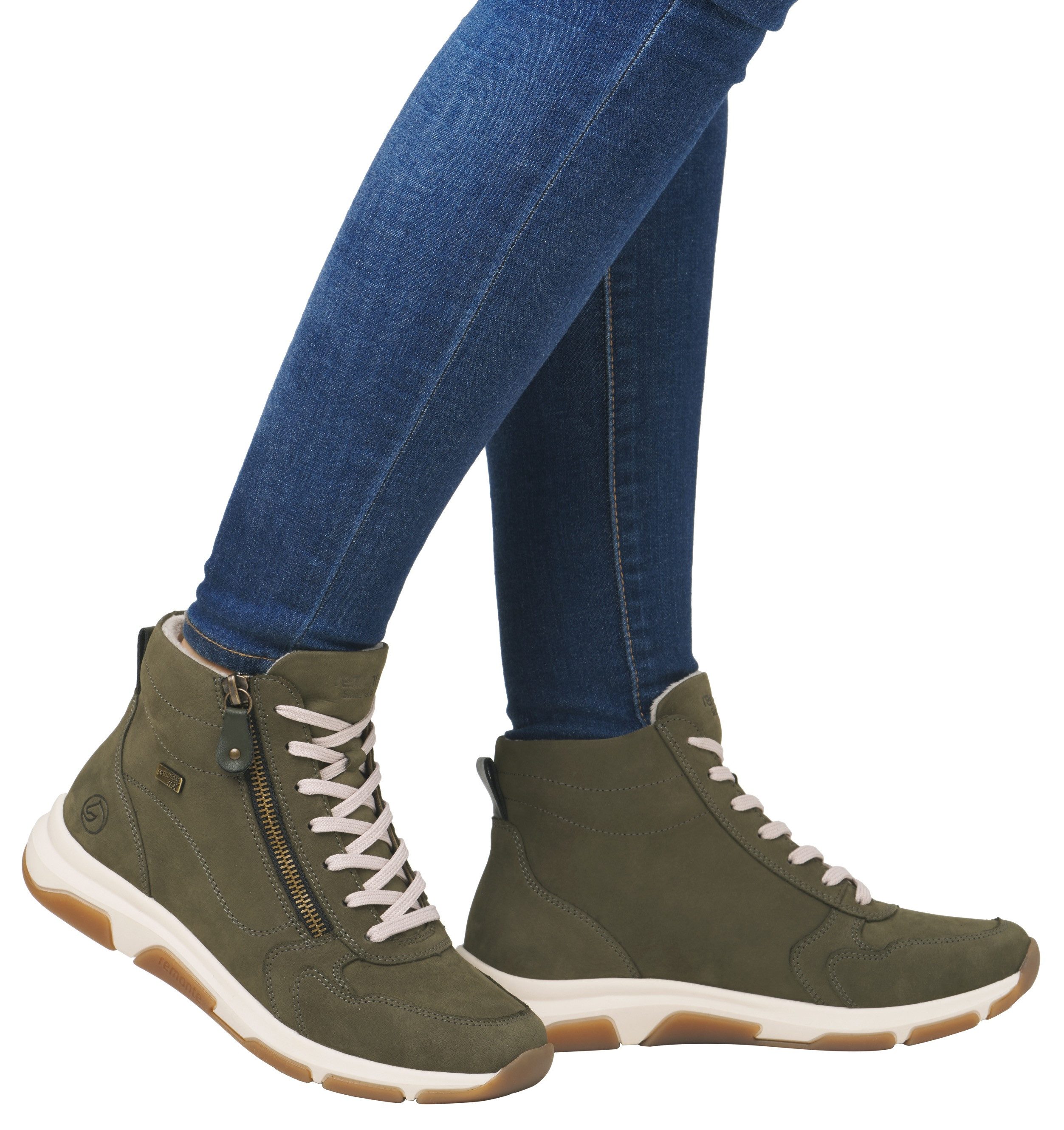 Remonte Sneakers met sleehak high-top sneaker, veterschoen, vrijetijdsschoen met buitenrits