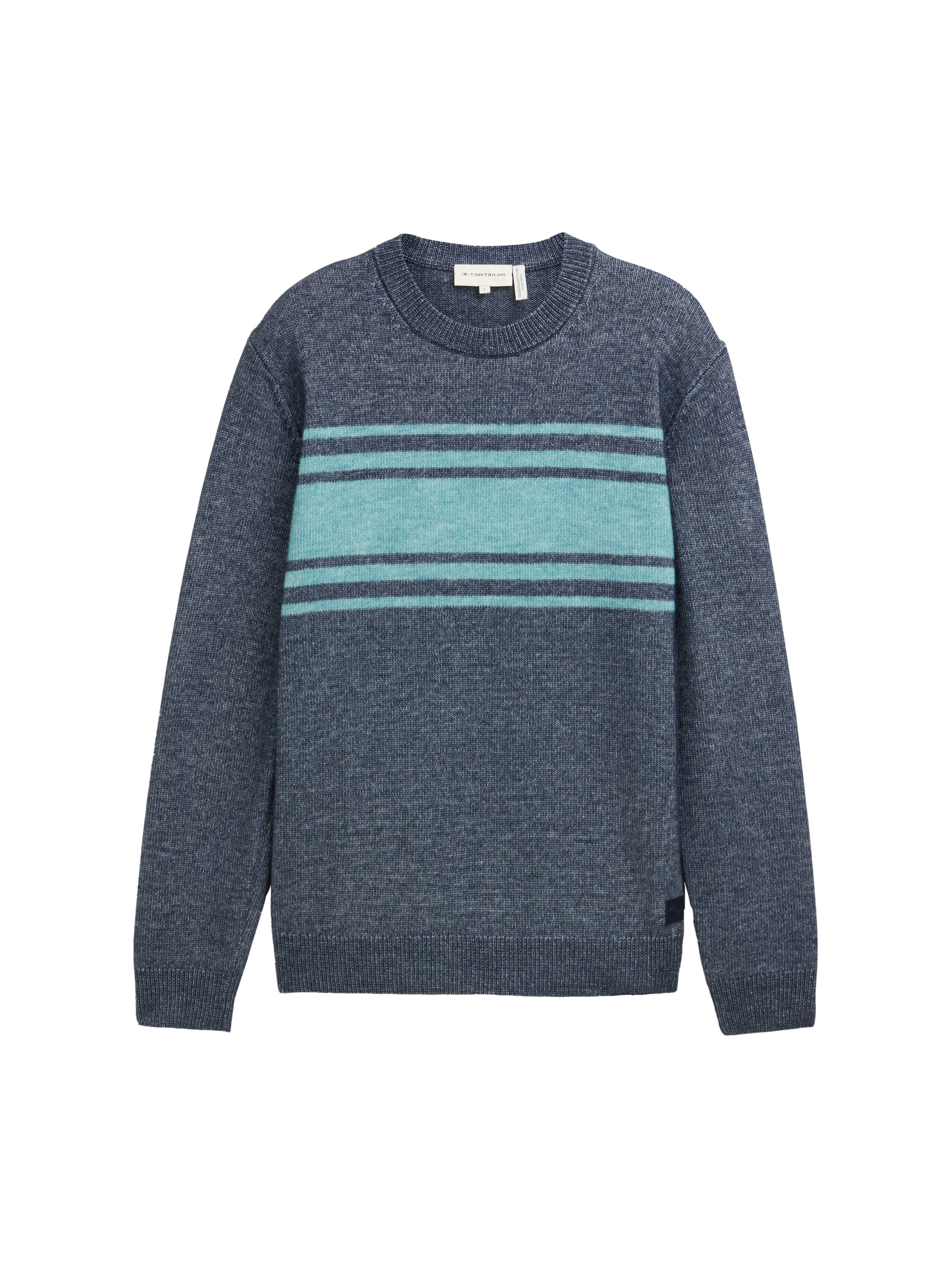 Tom Tailor Trui met ronde hals in brei-look en streepontwerp