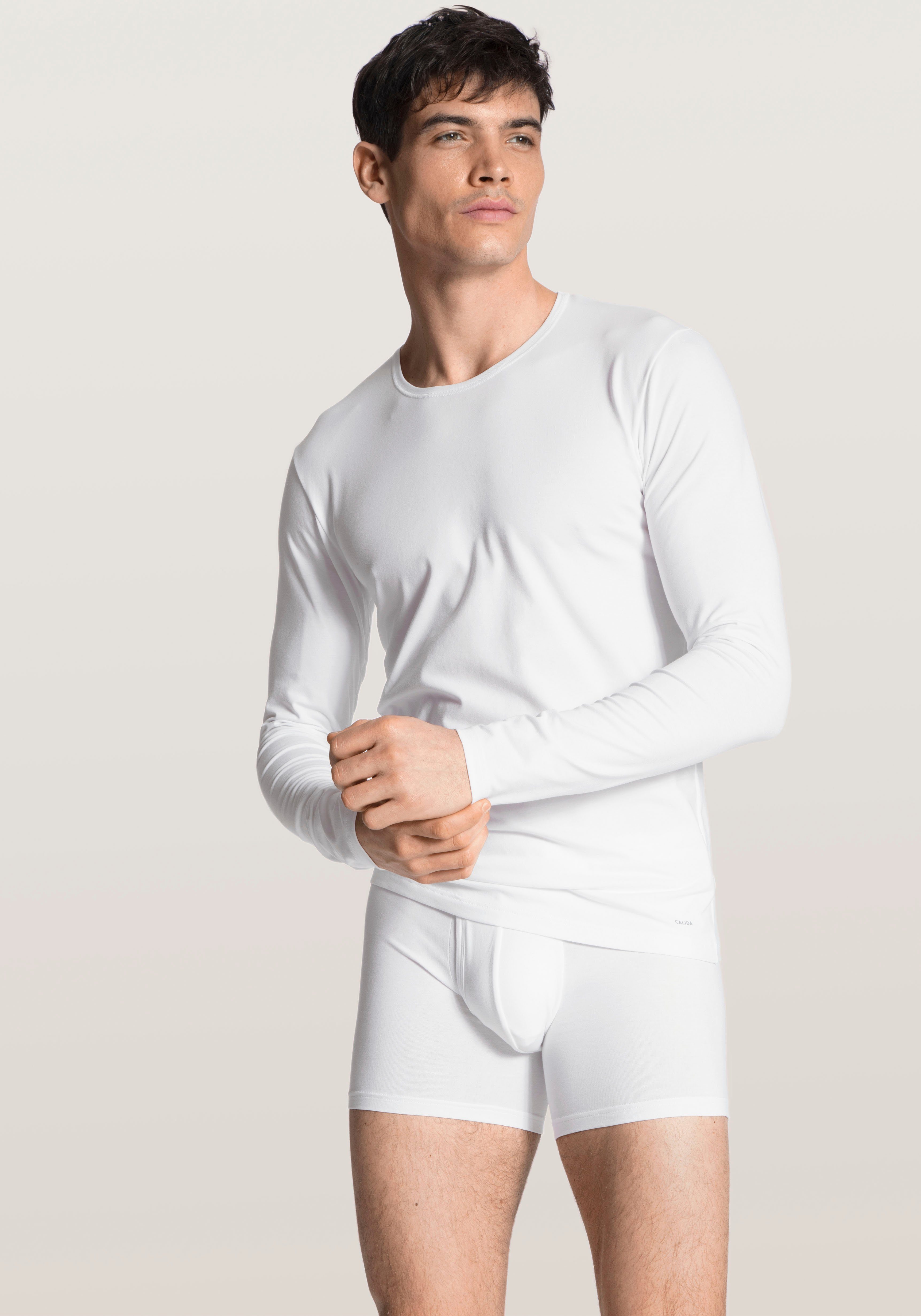 CALIDA Shirt met lange mouwen Cotton Code met een ronde hals heren longsleeves maat XXL (58/60) wit