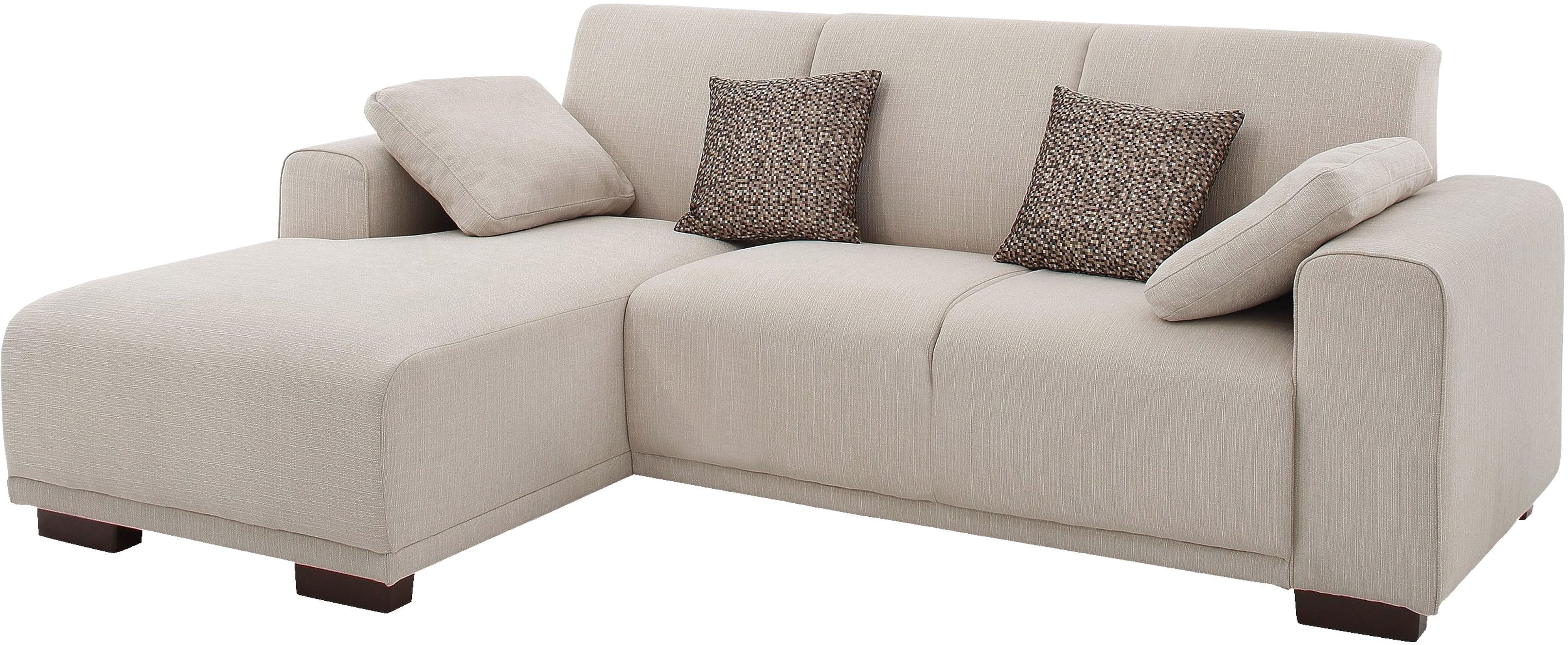 Home affaire Hoekbank BORNHOLM L-vorm met chaise longue, afmetingen B/D/H: 234/162/85 cm Recamiere links of rechts bestelbaar, golfvering, inclusief 2 kussens