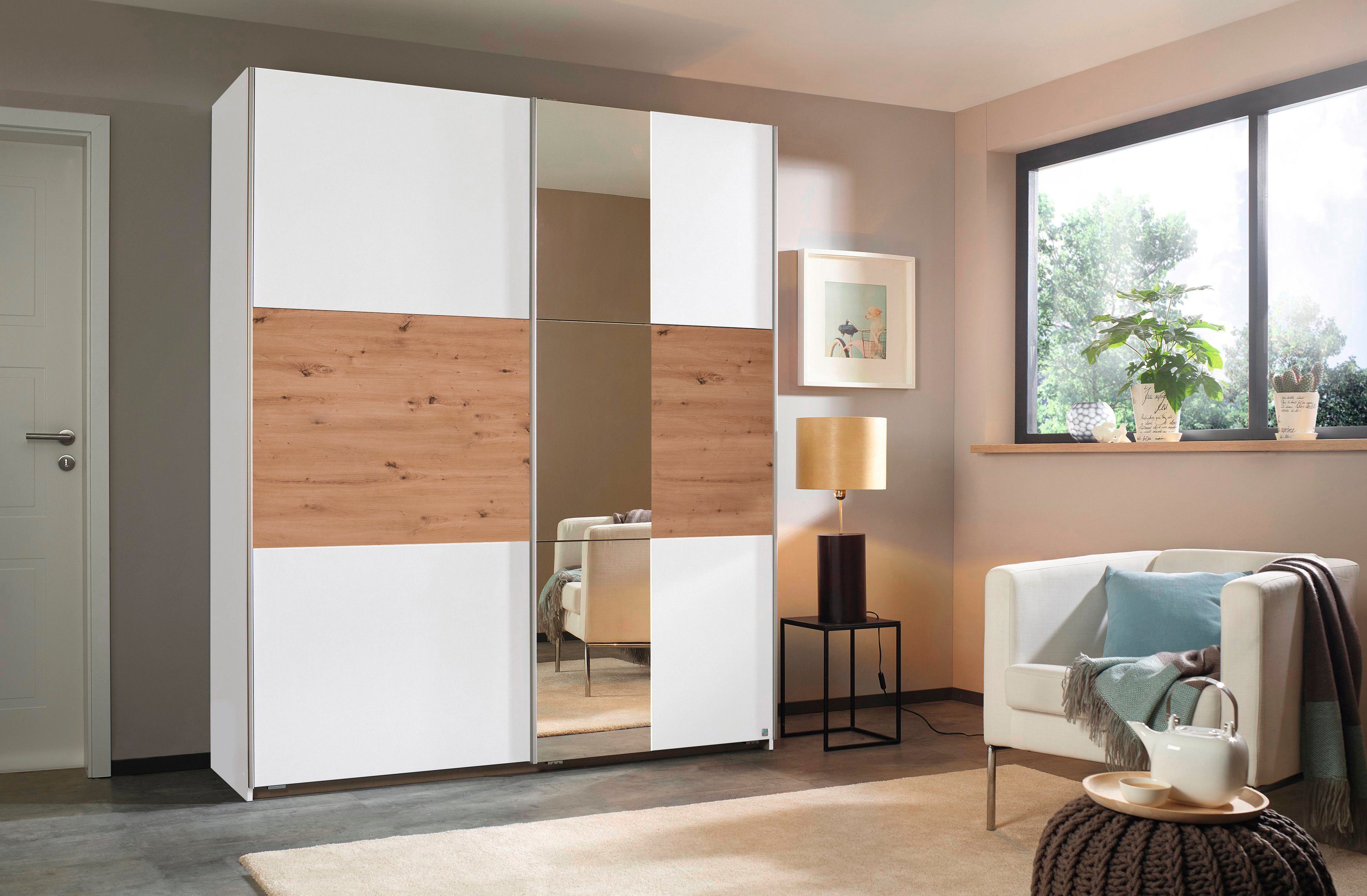 rauch Zweefdeurkast Kledingkast kast garderobe ASTANA met soepel lopende deuren inclusief 2 stoffen dozen en metalen grepen topseller made in germany