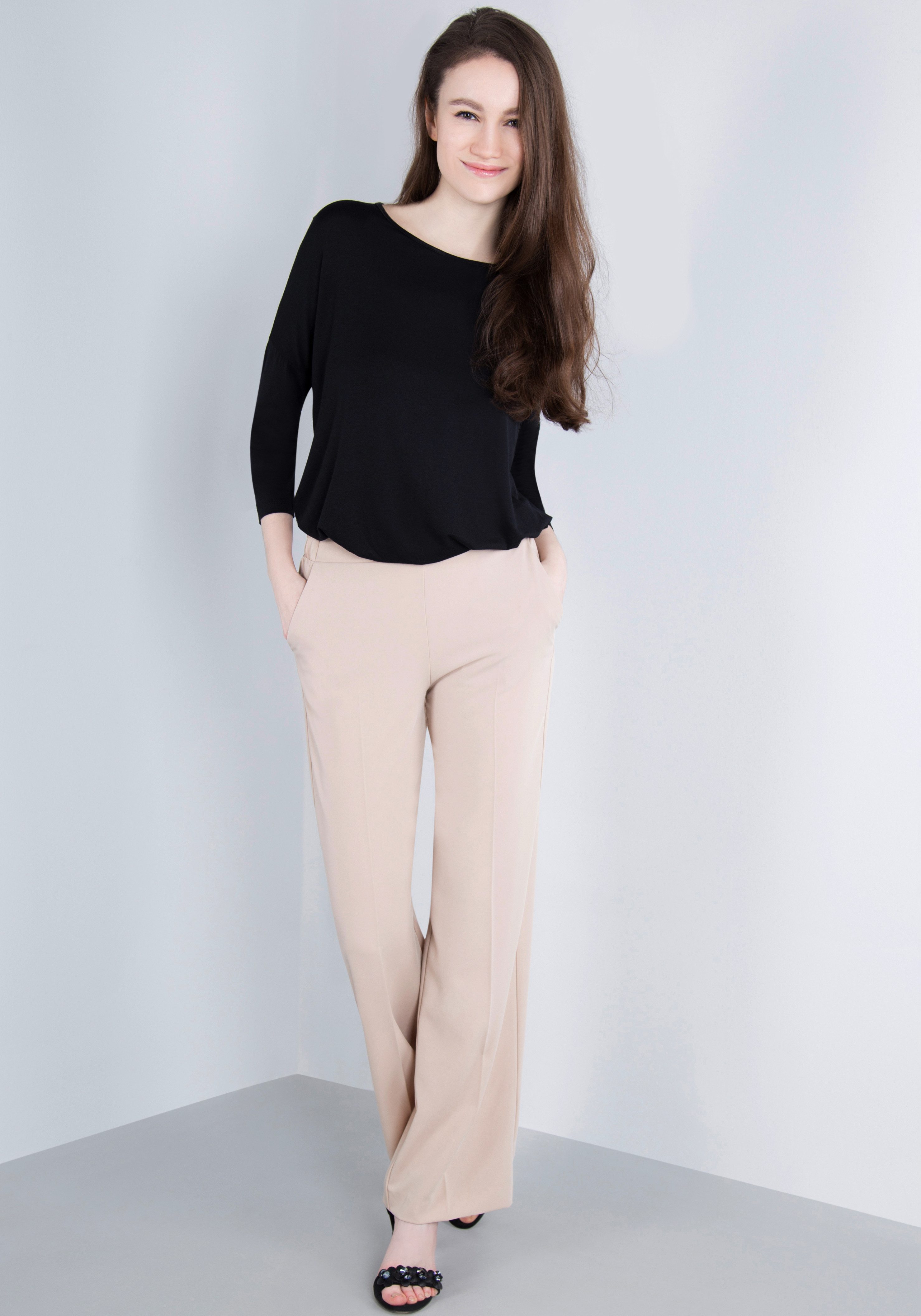 IMPERIAL Bandplooibroek Vloeiende wijde broek met elastische tailleband aan de achterkant