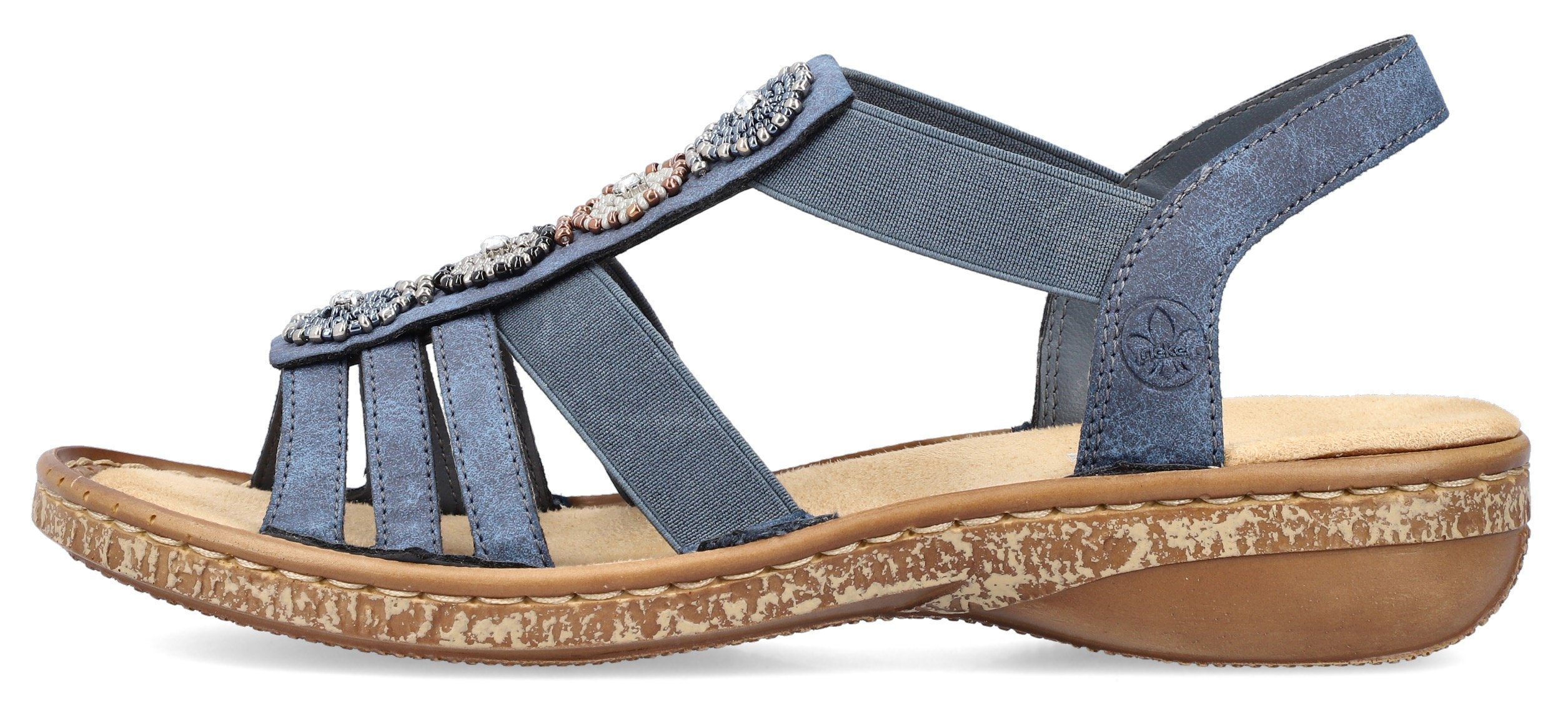 Rieker Sandalen zomerschoen, sandaal, sleehak, met decoratieve parels