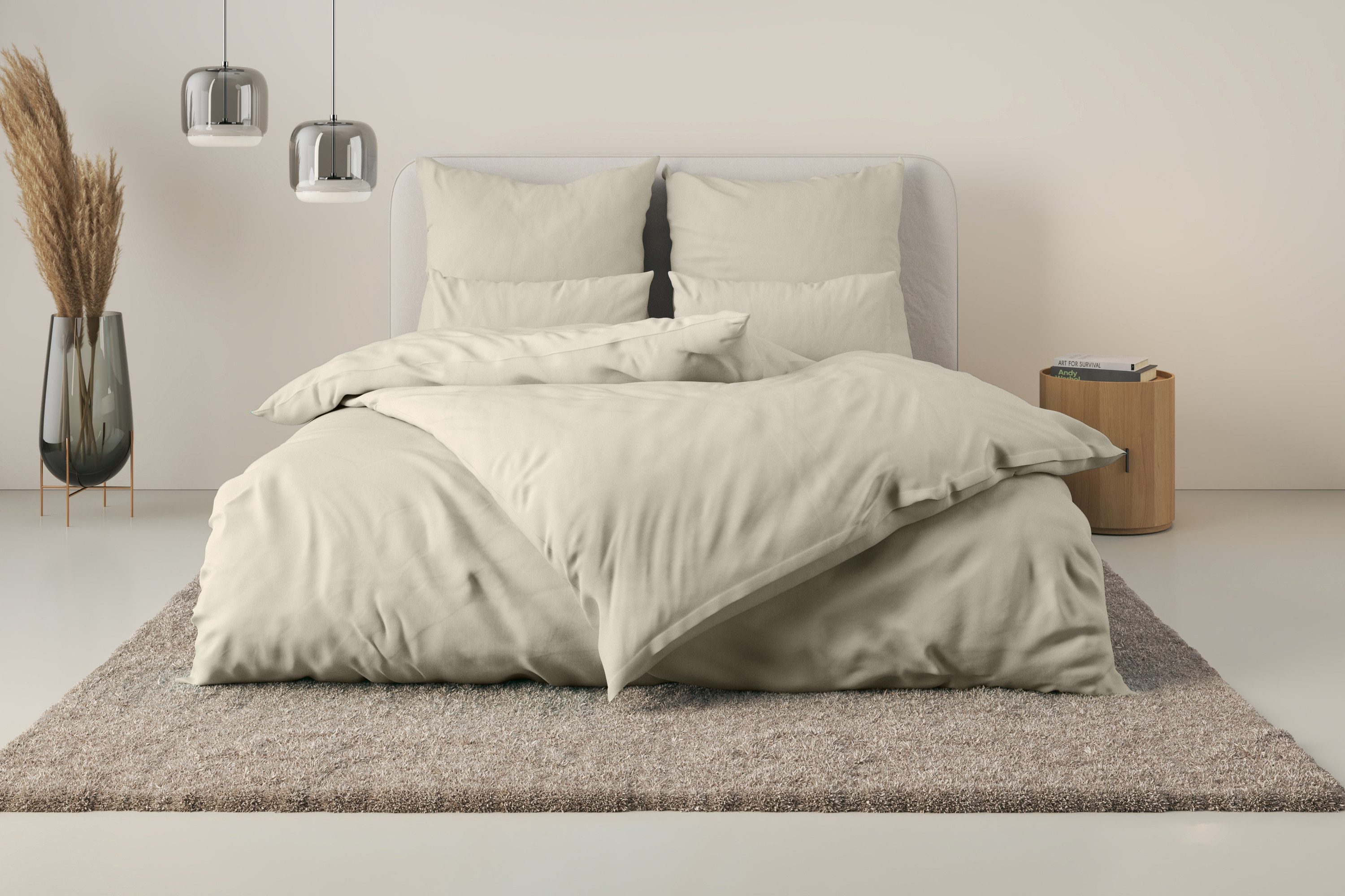 Home affaire Beddengoed Luisa NIEUW: 100% katoen, in maat 135x200 of 155x220 cm (2-delig) dekbedovertrekken beige