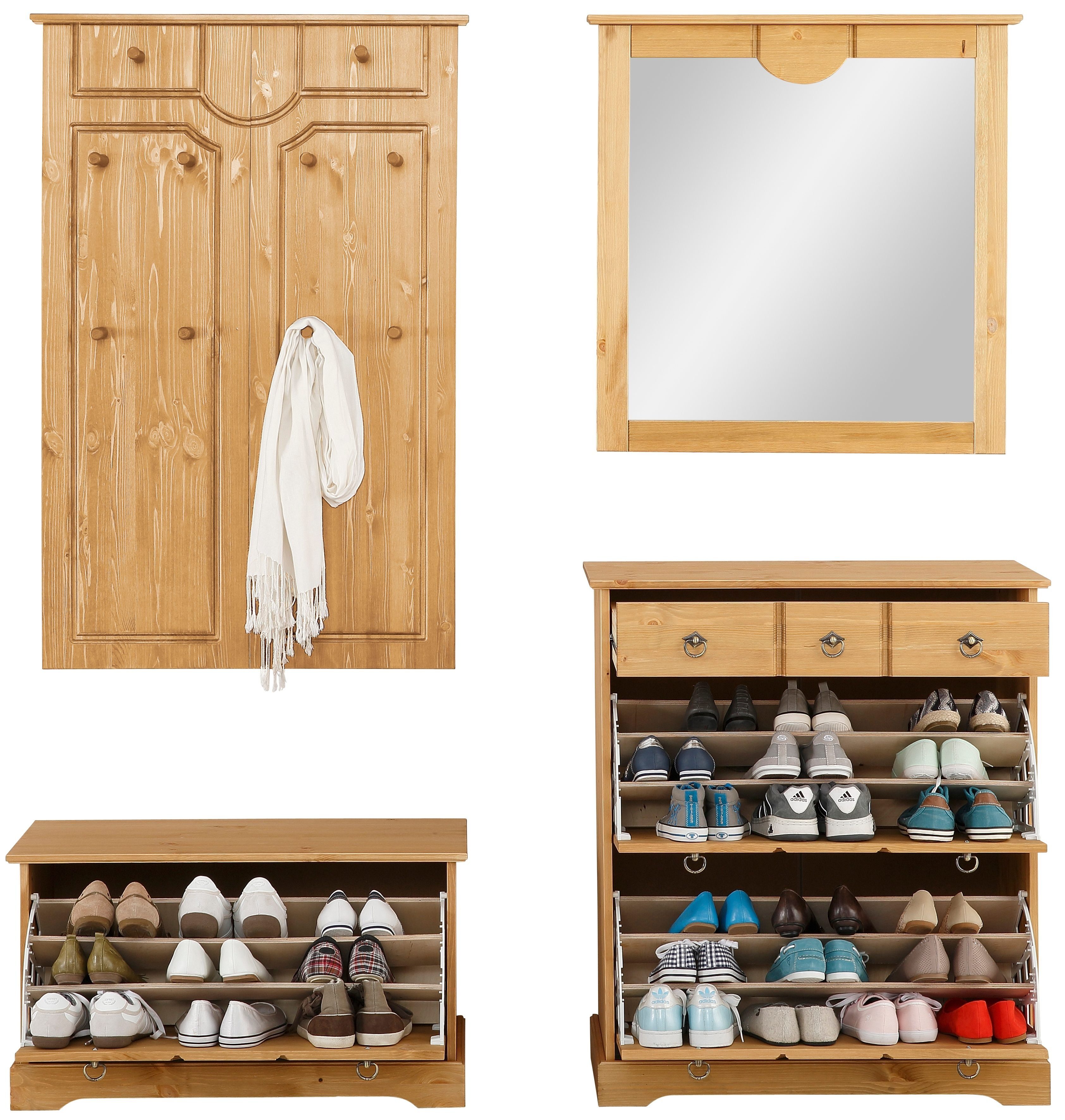 Home affaire Halmeubelset Klera 4-delig, van massief grenen, fsc®-gecertificeerd (set, 4-delig)