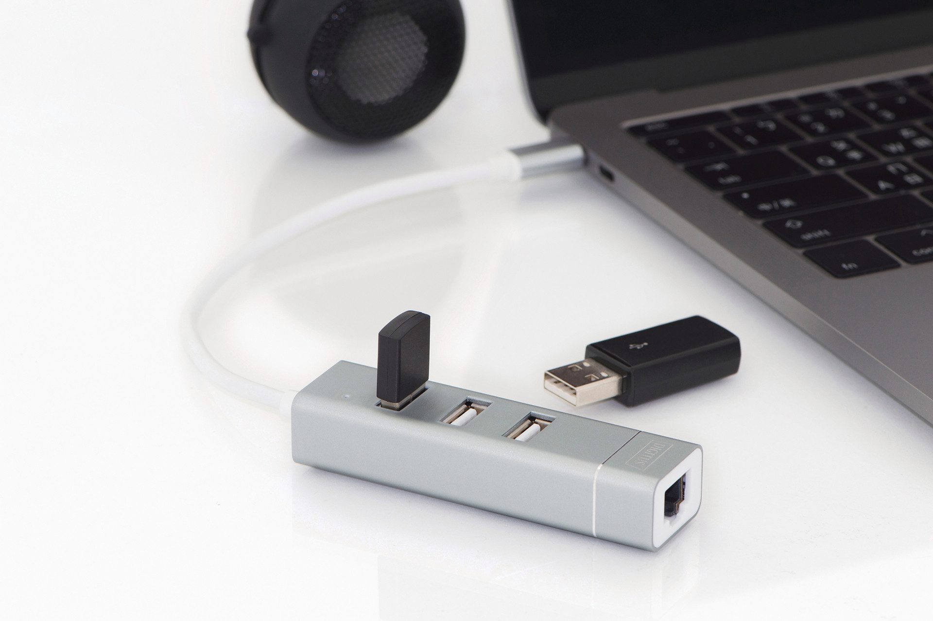Digitus Laptop-dockingstation USB 2.0 3-Poorts Hub & FE LAN-Adapter Type C Aansluiting
