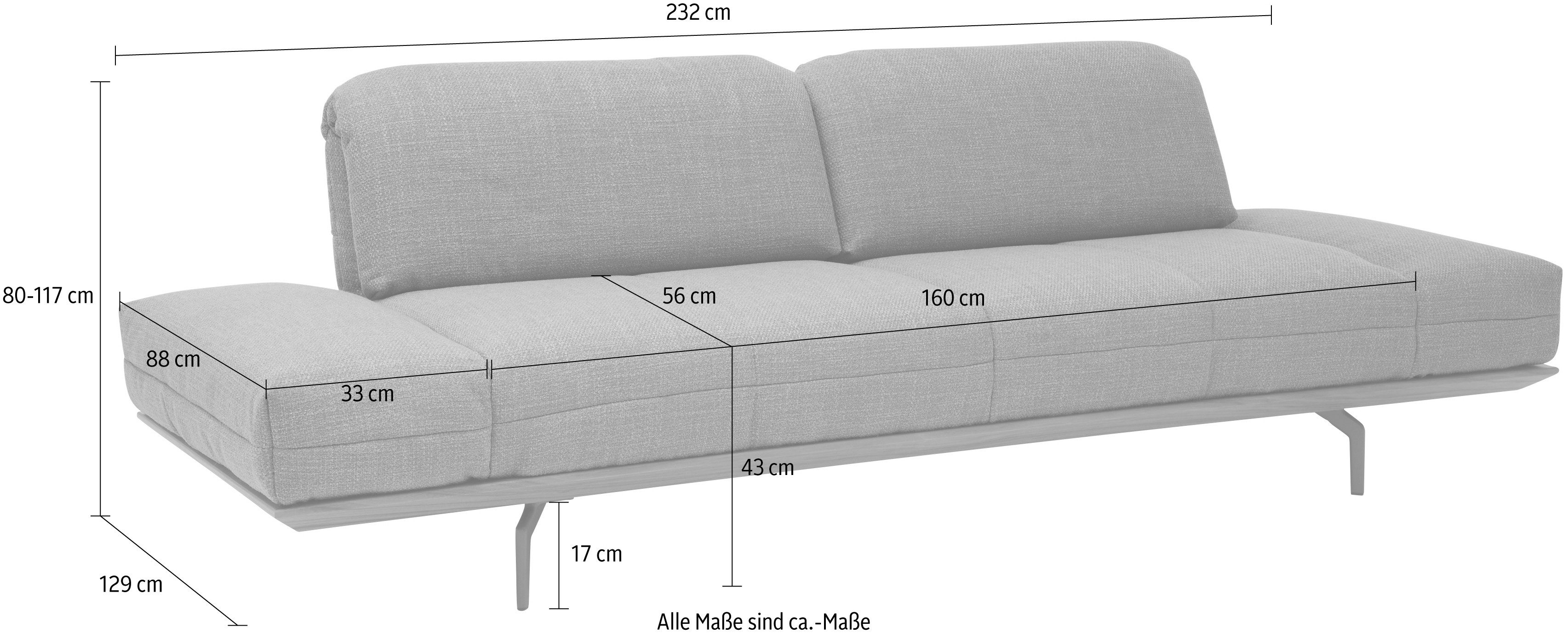 Creation BY ROLF BENZ 3-zitsbank CR.420, design bank, loungesofa in 2 kwaliteiten, houten frame in eiken natuur of noten, breedte 232 cm