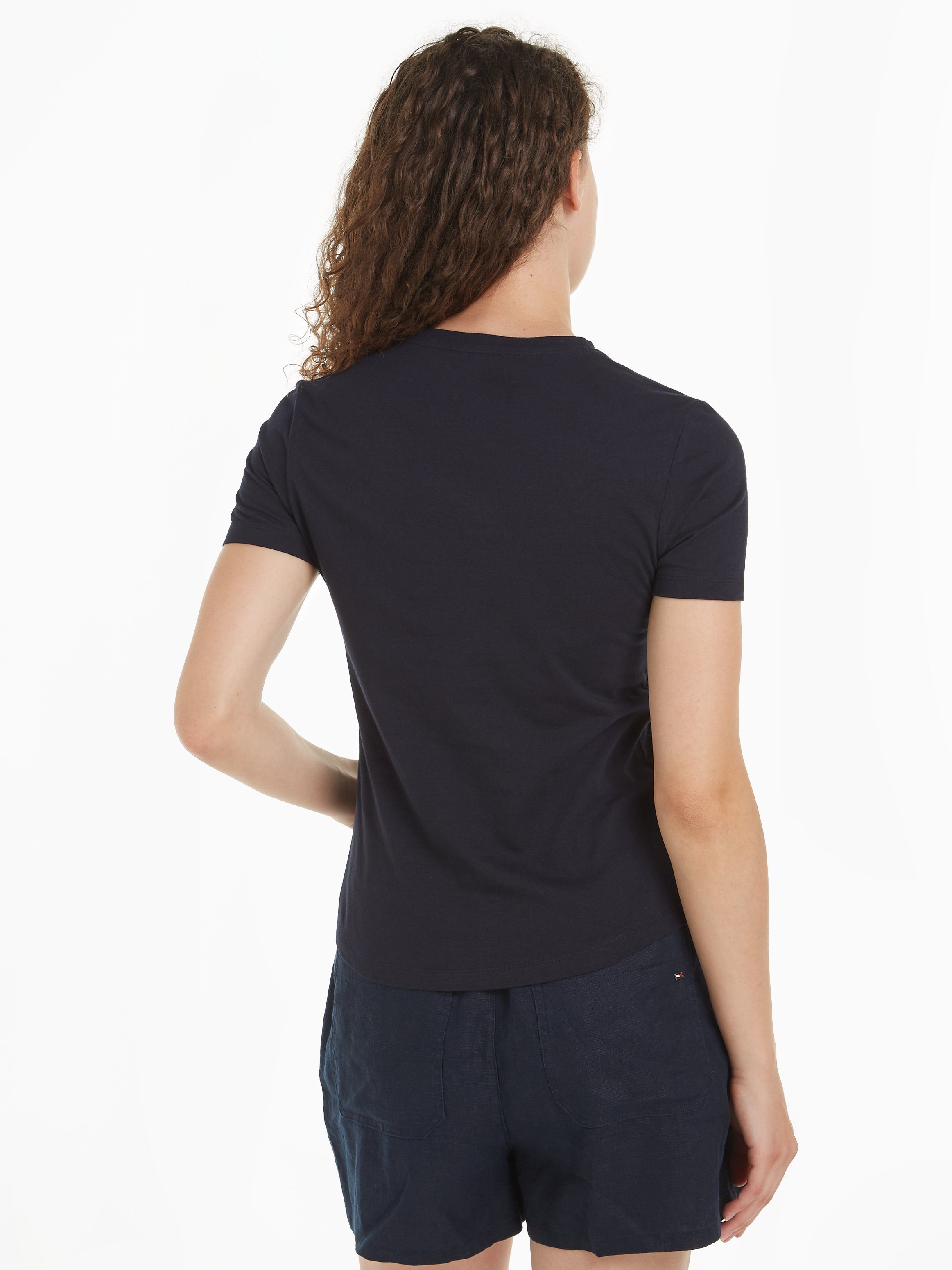 Tommy Hilfiger T-shirt SLIM FLAG SCRIPT TEE SS met logoprint op borsthoogte