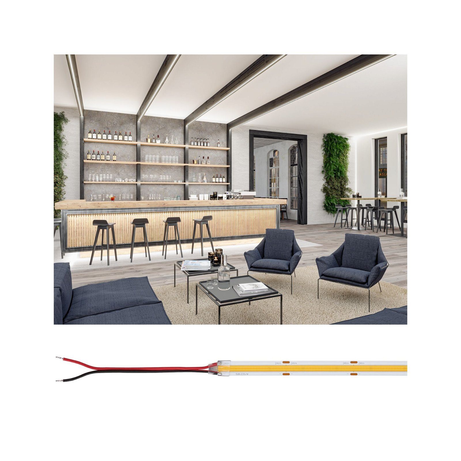 Paulmann Led-strepen Pro Strip Gold COB P150 5m 930 IP20 24V DC 68W led lichtsnoeren wit