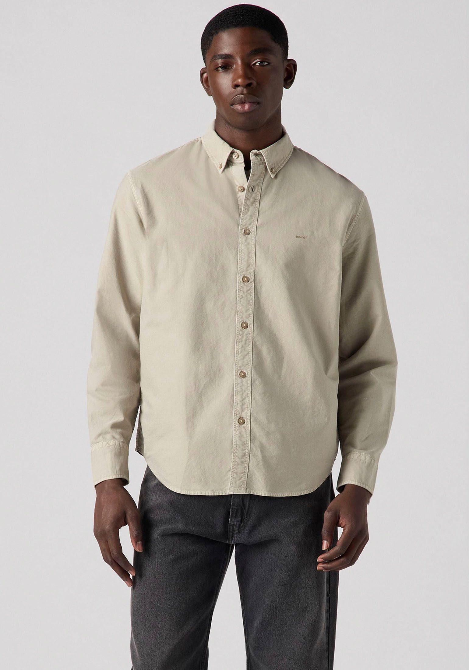 Levi's® Overhemd met lange mouwen AUTHENTIC BUTTON DOWN met ton-in-ton logo-borduursel op de borst