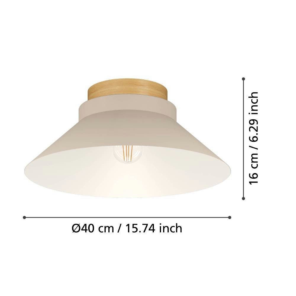 EGLO Plafondlamp MOHARRAS Plafondlamp, FSC100HB, hout in natuur en metaal in zandkleur, E27 (1 stuk)