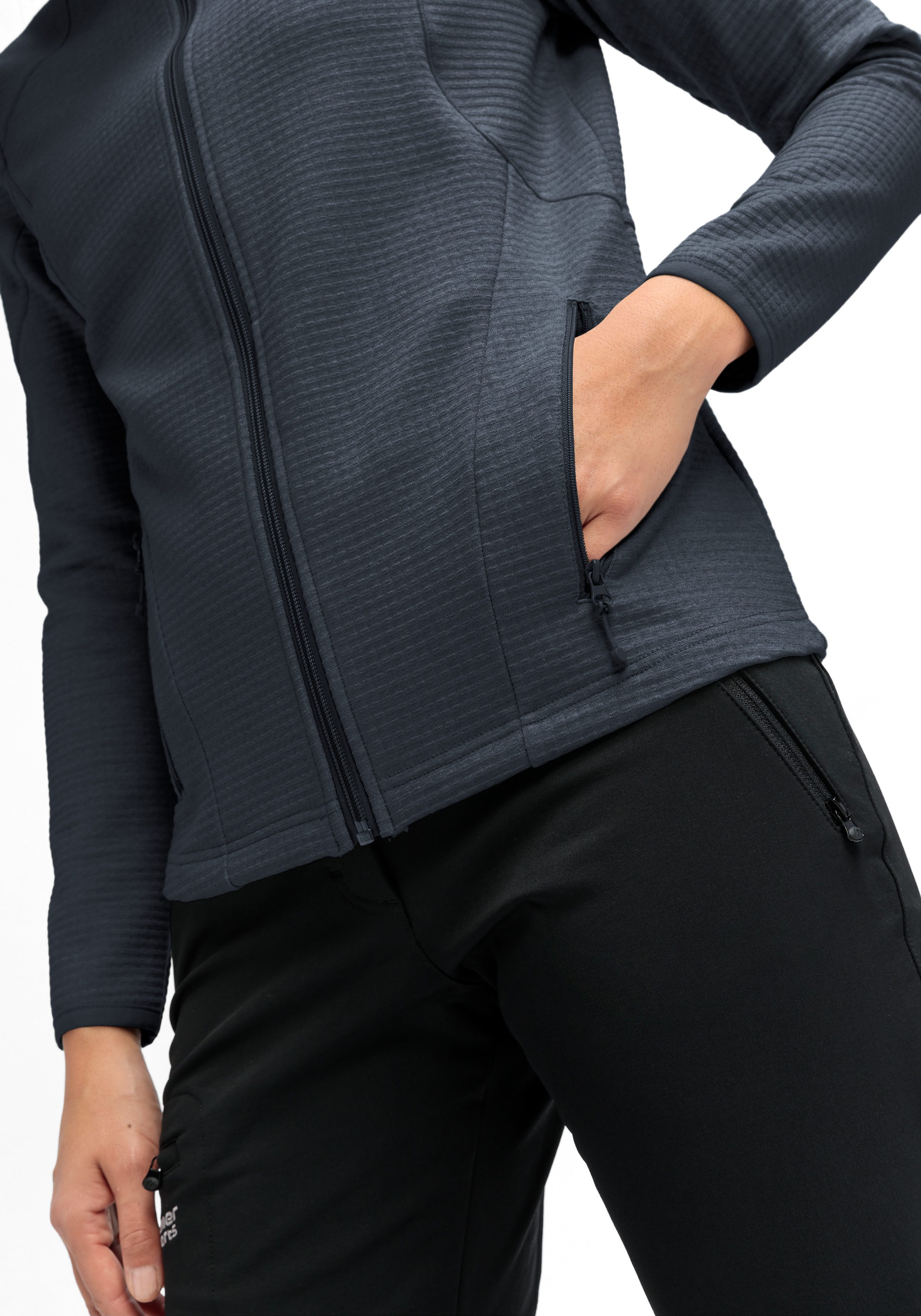 Maier Sports Fleecejack Tesila Hood W Dames midlayer, ademend snel drogend, full-zip, regular fit
