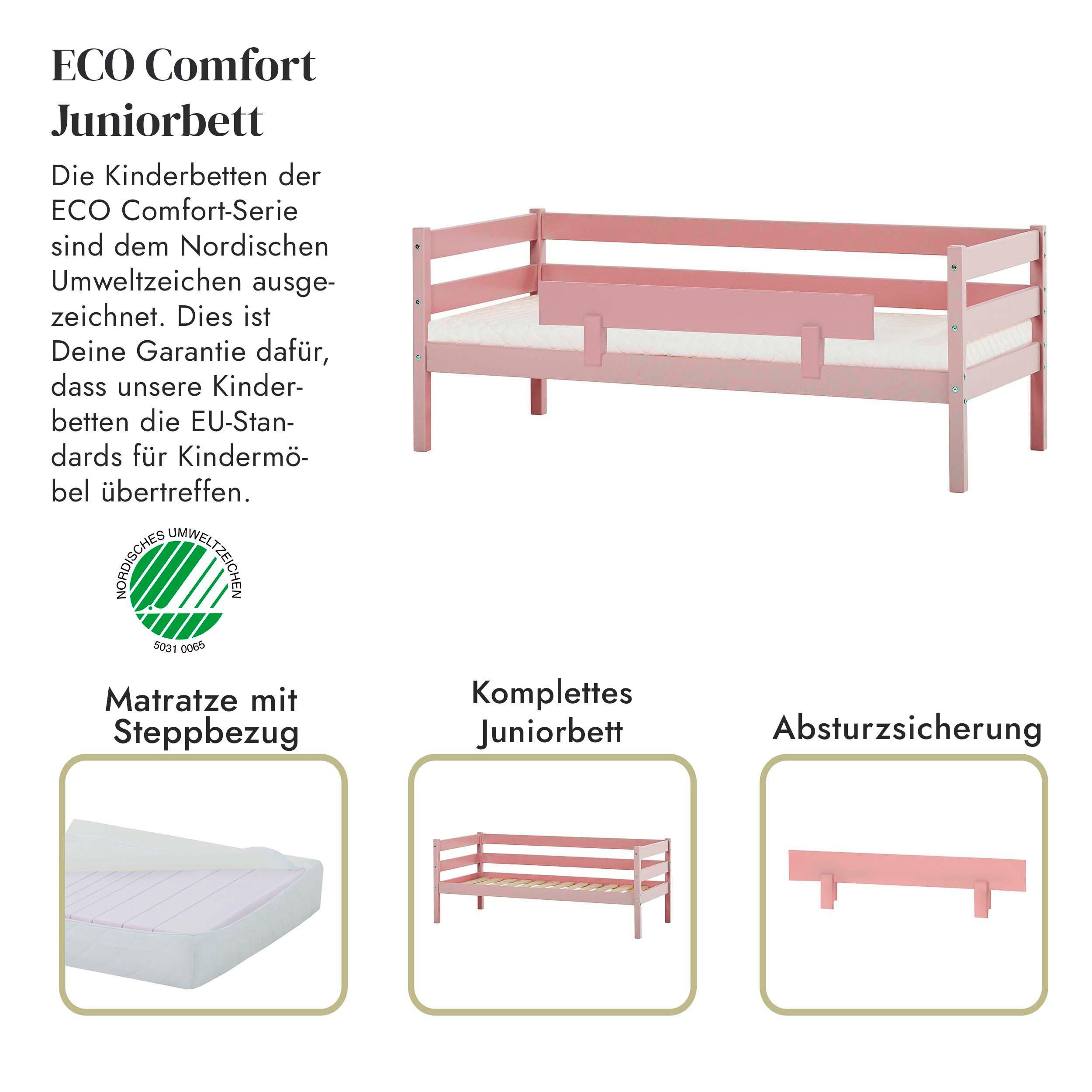 Hoppekids 1-persoonsledikant ECO Comfort kinderbed, massief grenenhout, tienerbed inclusief lattenbodem (set)