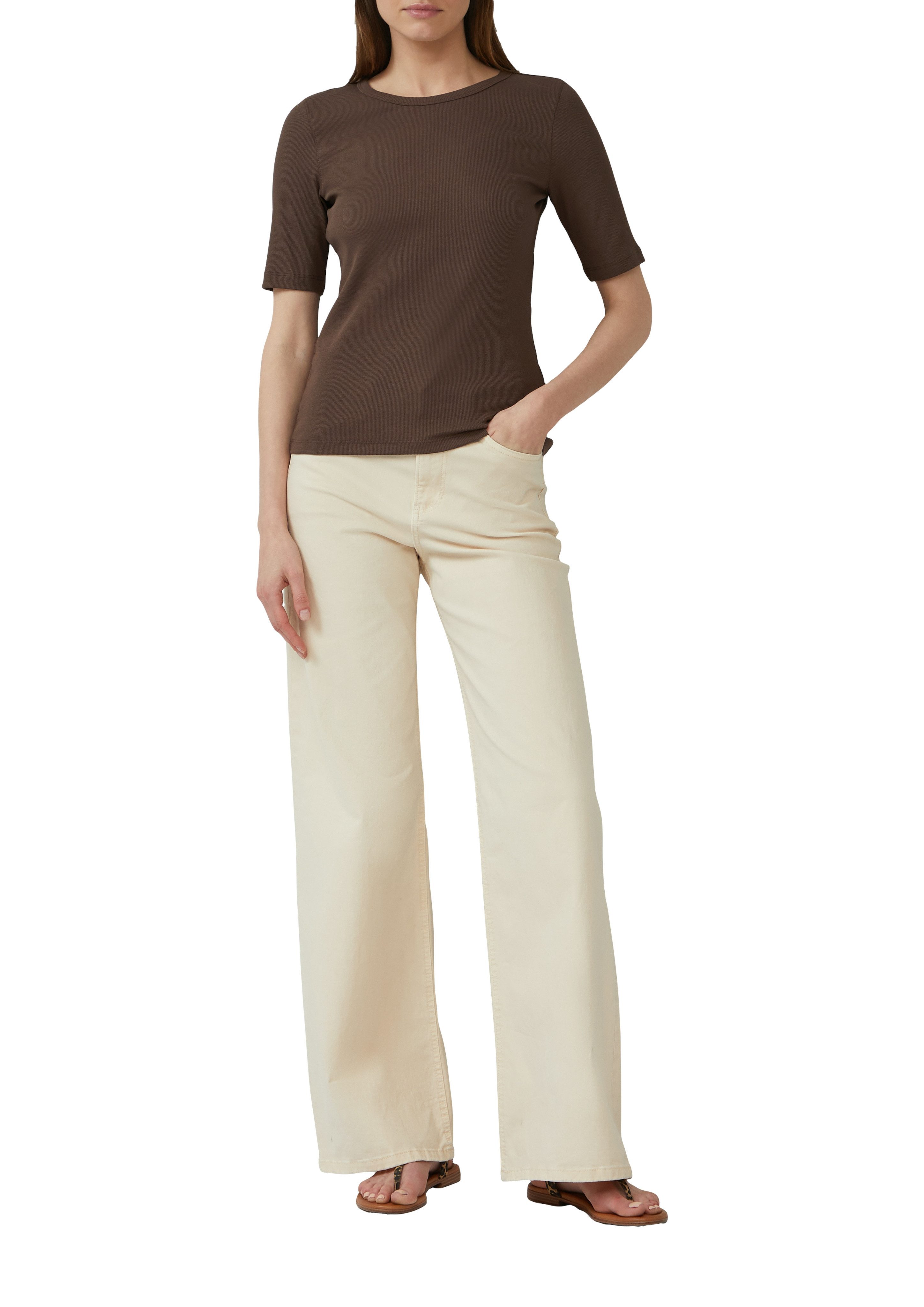 s.Oliver T-shirt geribbeld en met stretch