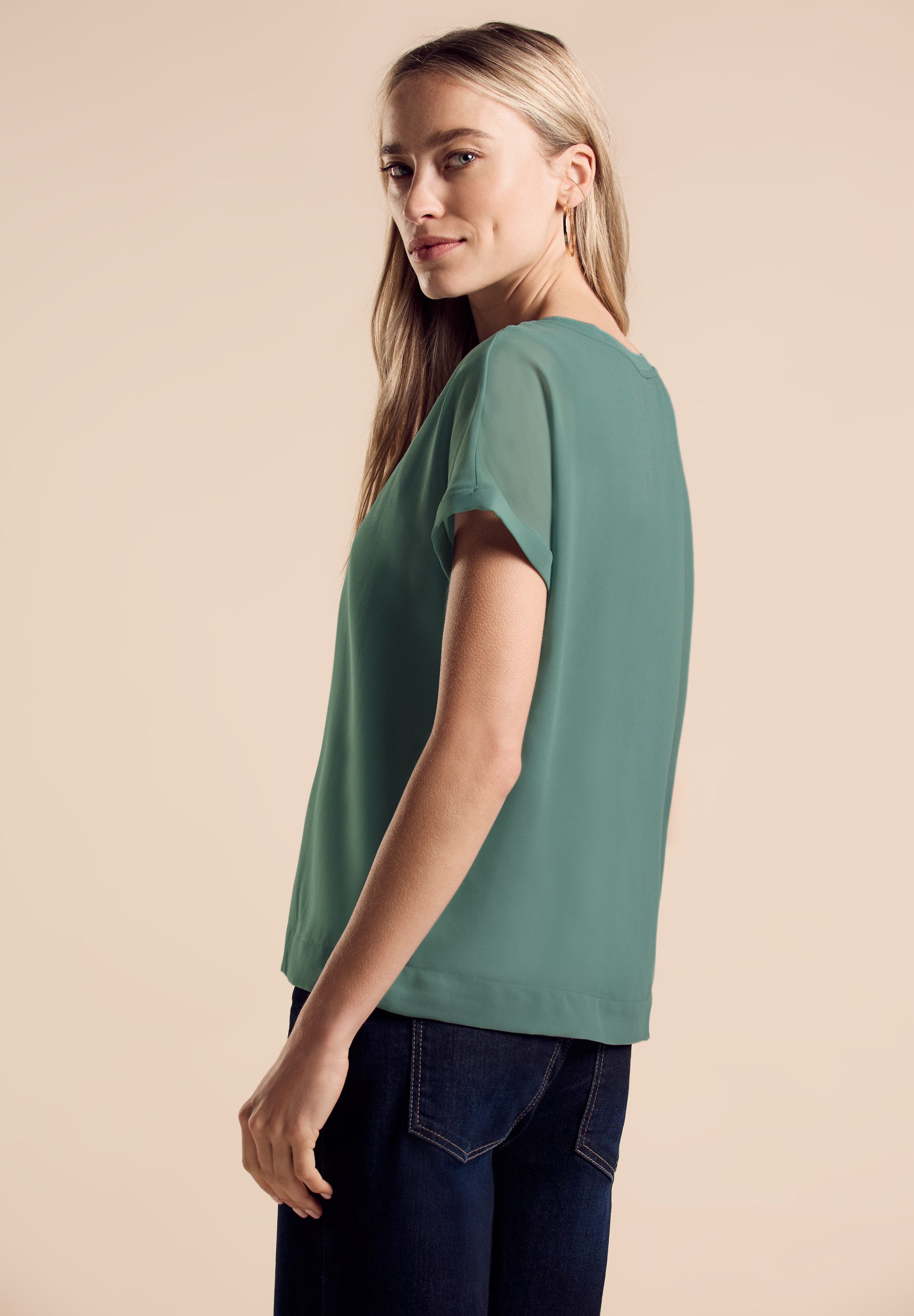 STREET ONE 2-in-1-top met meshdetail