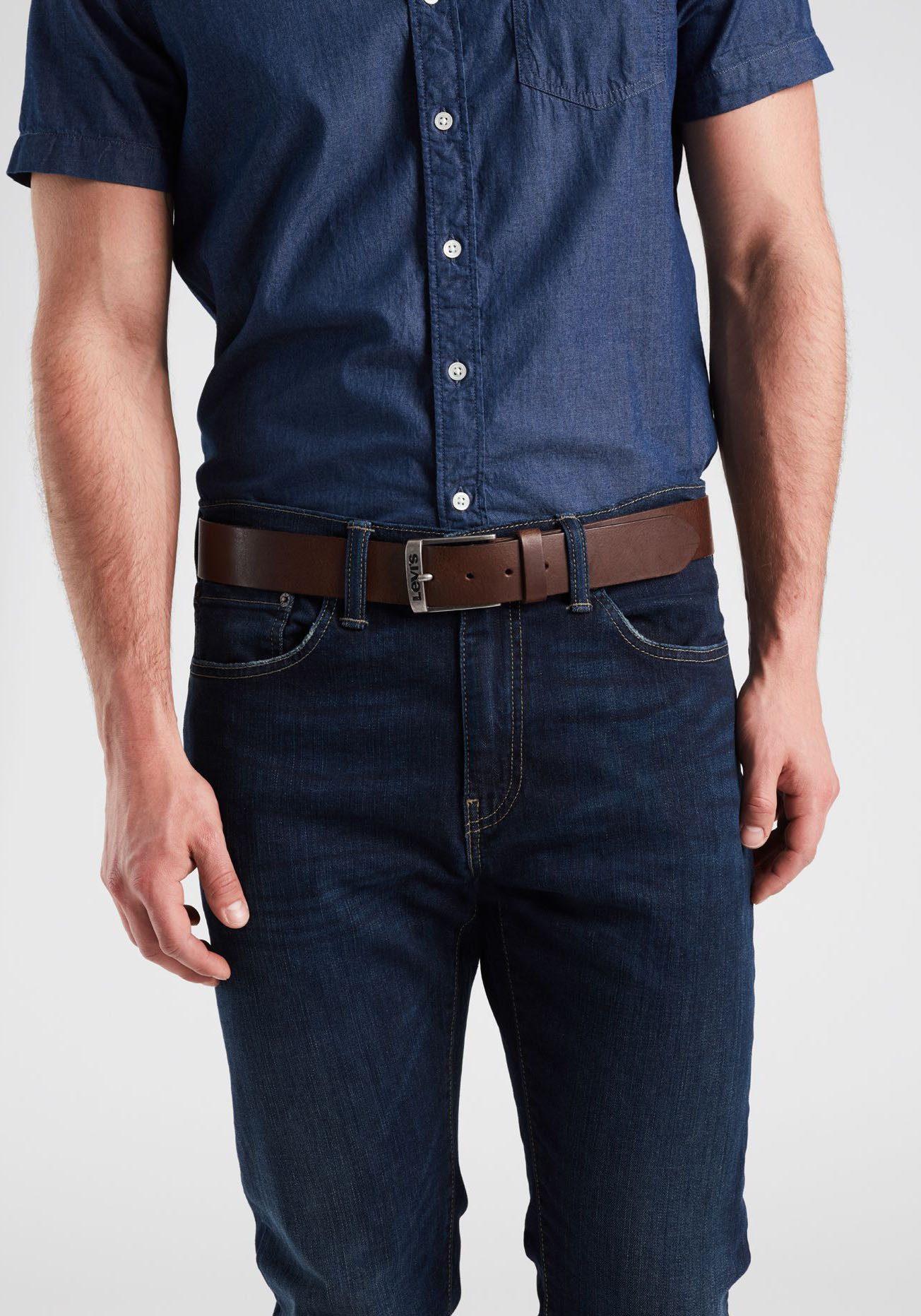 Levi's® Leren riem NEW DUNCAN met een gestempeld logo op de gesp