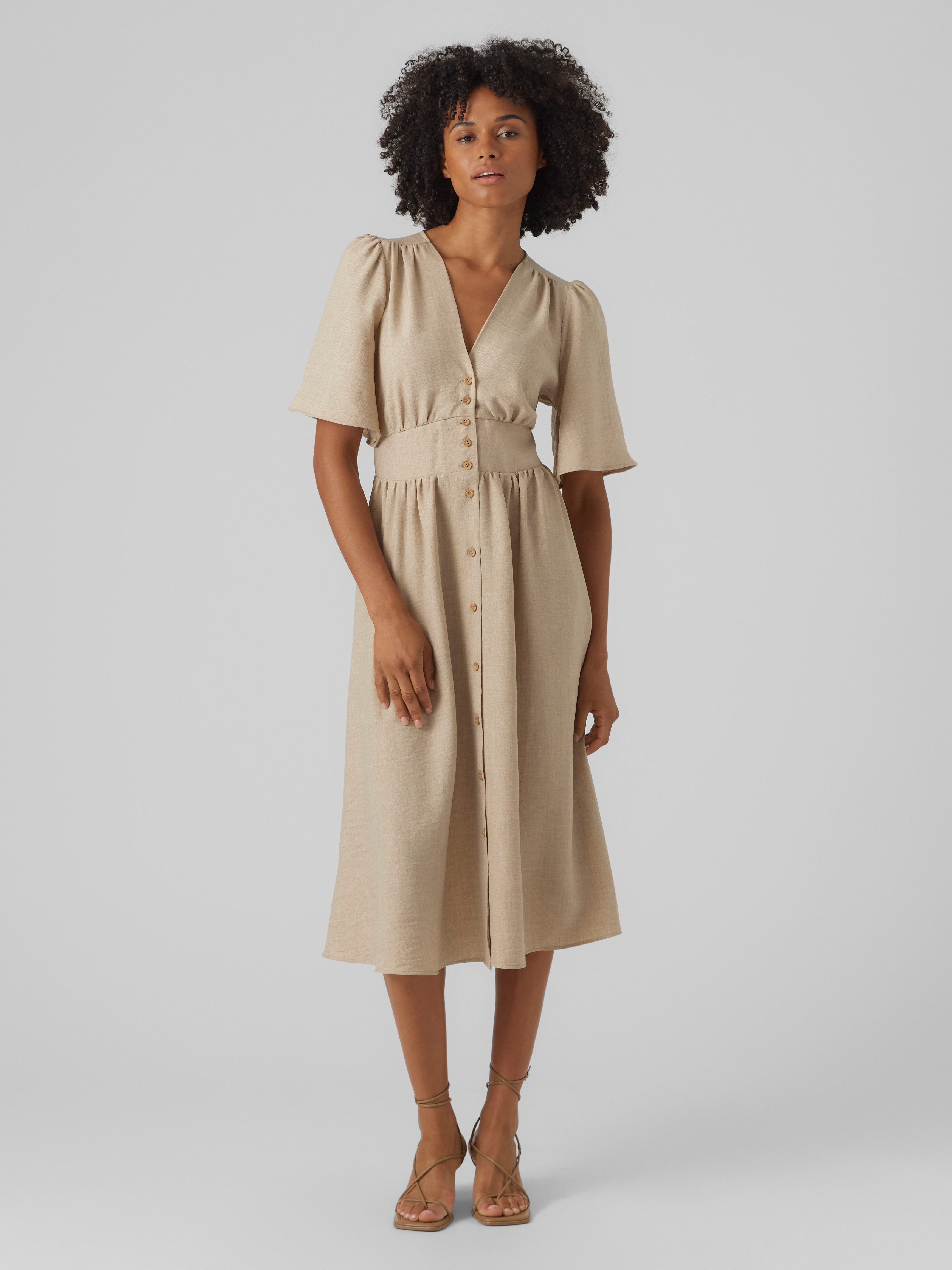 Vero Moda Midi-jurk VMMELANEY 2/4 BLK DRESS WVN NOOS