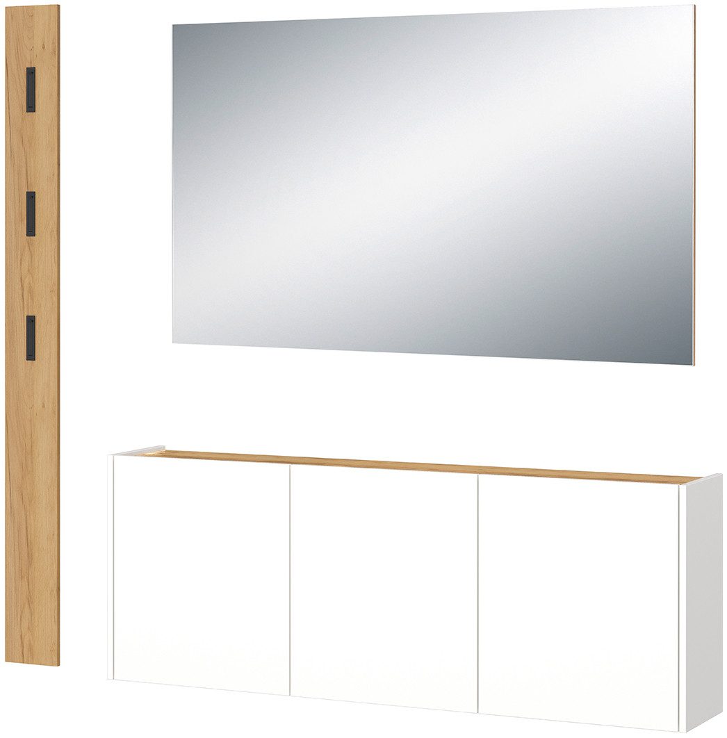 GERMANIA Halmeubelset GW-Libbiano Garderobe-set bestaande uit multifunctionele kast, spiegel en paneel (3-delig) kapstokpanelen wit