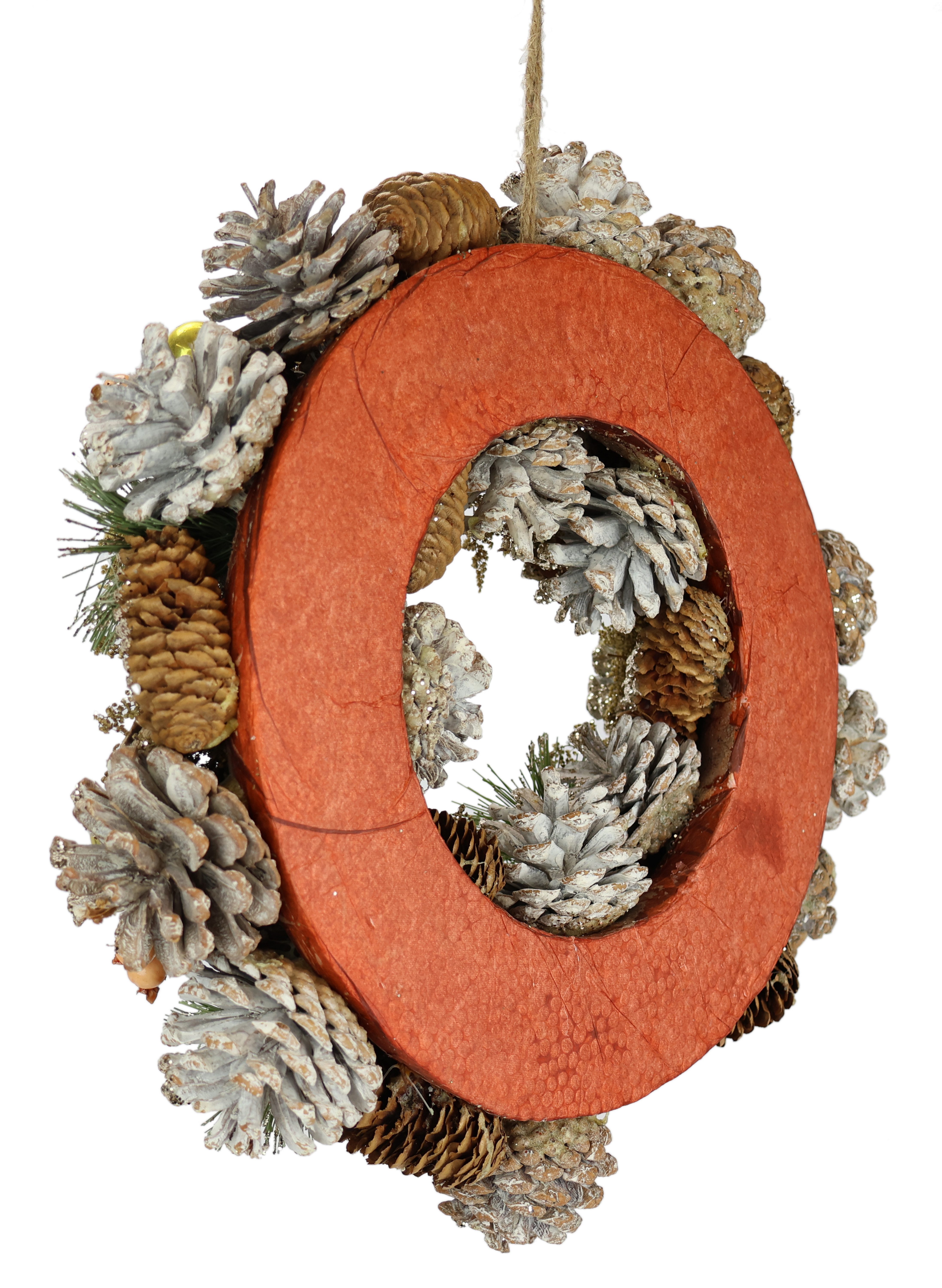 I.GE.A. Kunstkrans Natuurlijke krans kegels Met kerstballen dennen kegels bessen kerstkrans adventdecoratie (1 stuk)