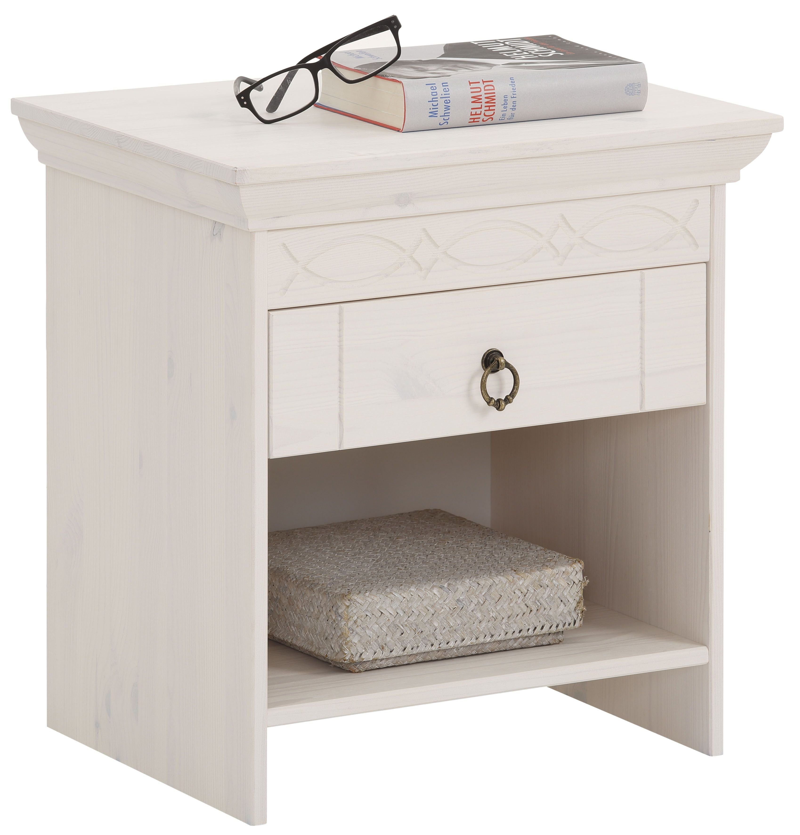 Home affaire Nachtkastje Indra Nachtkastje met decoratief freeswerk, breedte: 50 cm