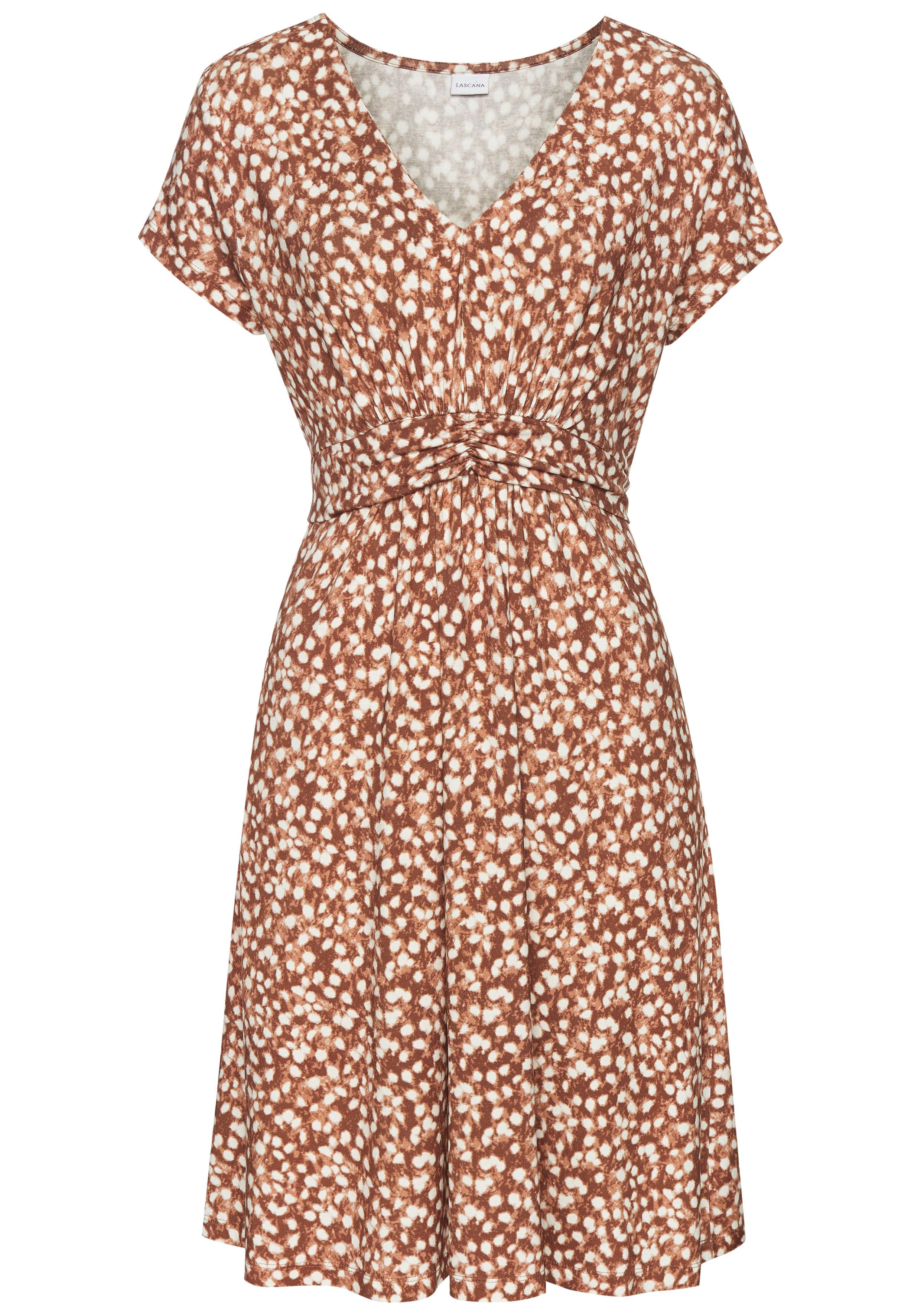Vivance Jerseyjurk met stippenprint en v-hals, figuurvriendelijke zomerjurk