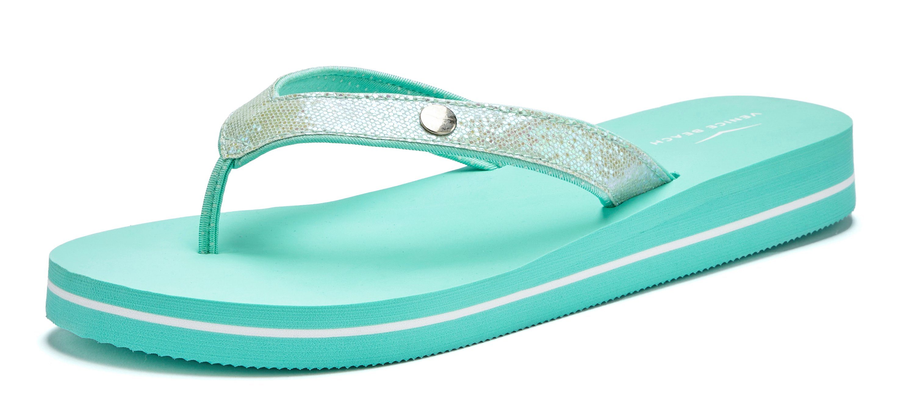 Venice Beach Badslippers Sandaal, pantoletten, badschoenen ultralicht met glitterband VEGAN
