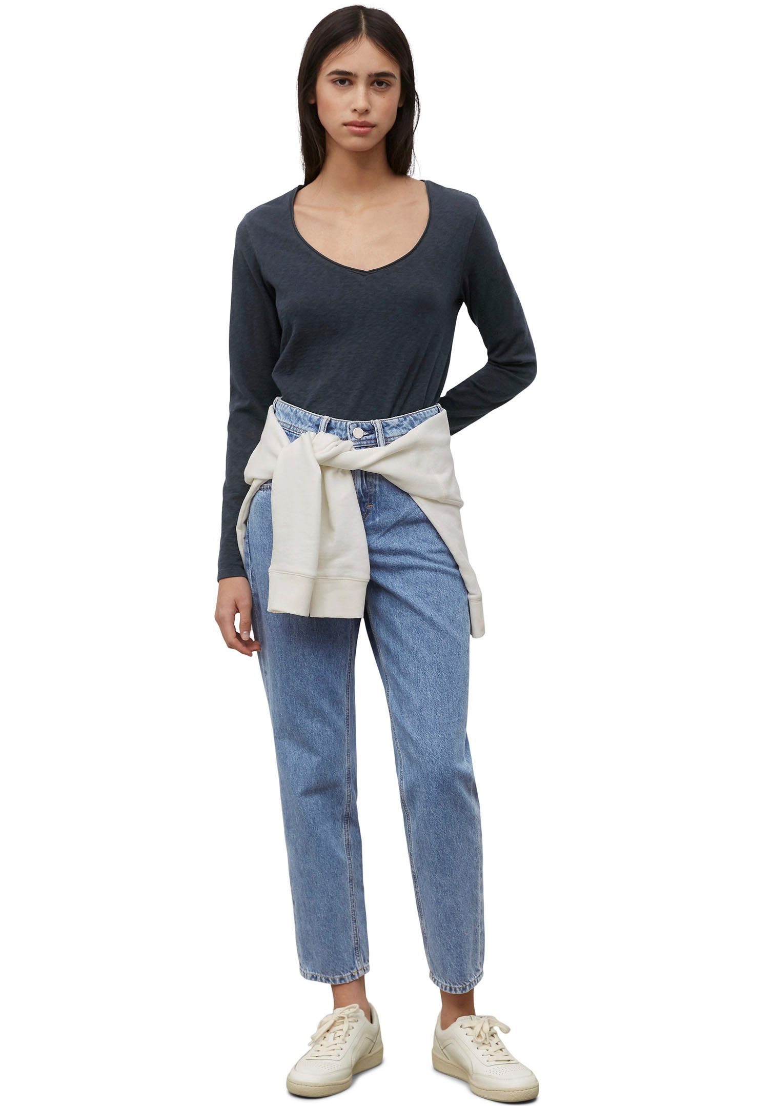 Marc O'Polo DENIM Shirt met lange mouwen met rolrand langs de v-hals