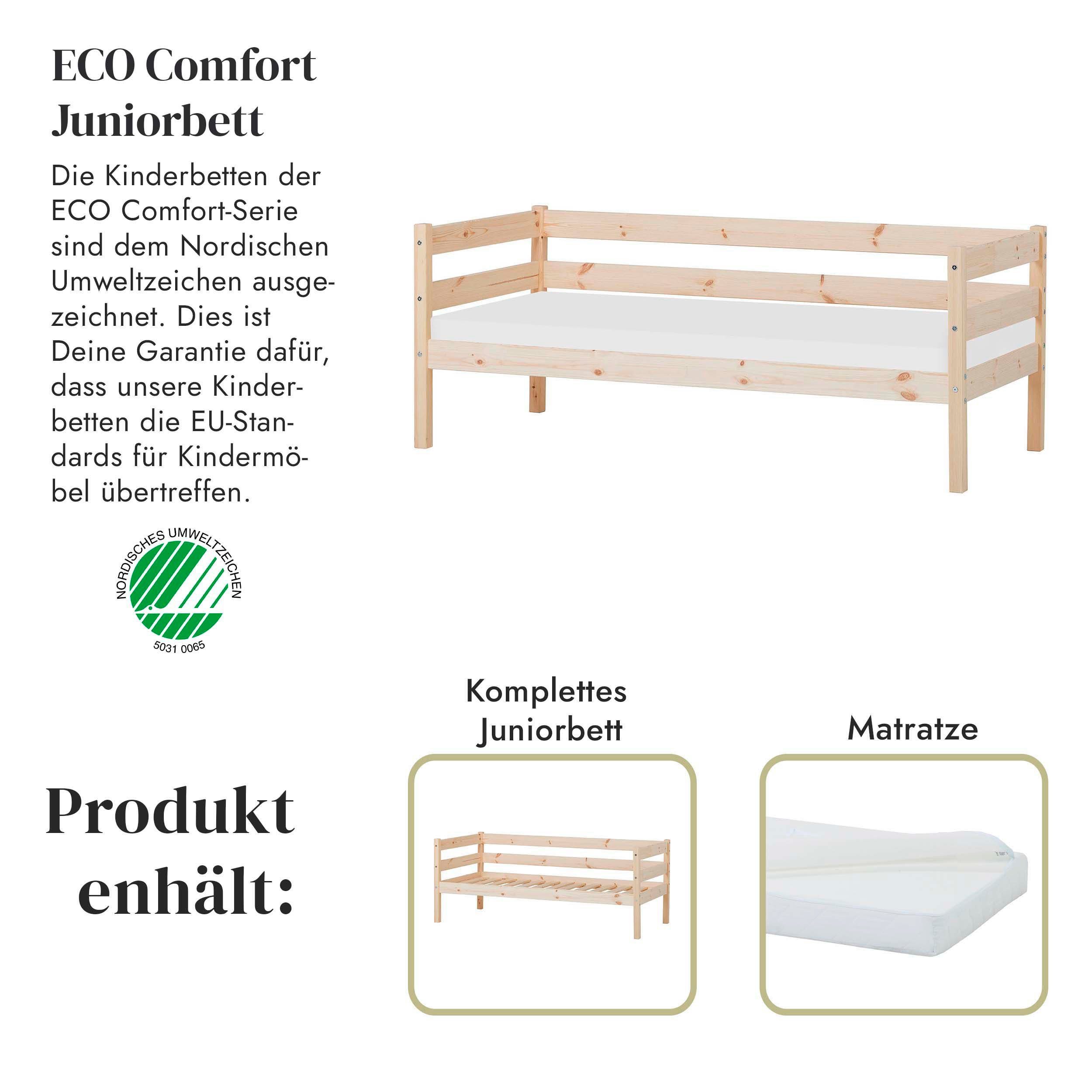 Hoppekids 1-persoonsledikant ECO Comfort kinderbed, massief grenenhout, tienerbed inclusief lattenbodem (set)