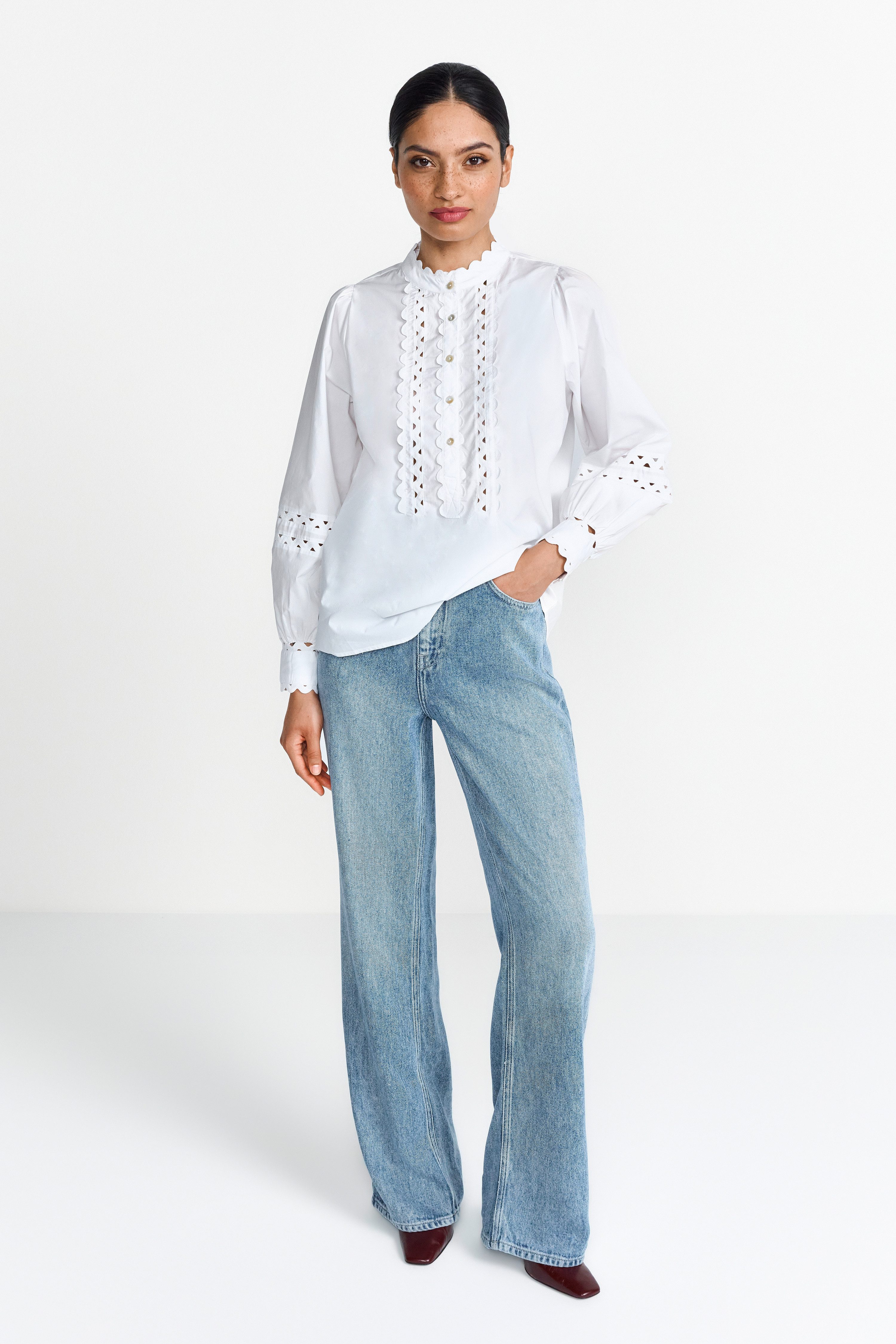 Rich & Royal Blouse zonder sluiting Met verkorte knoopsluiting