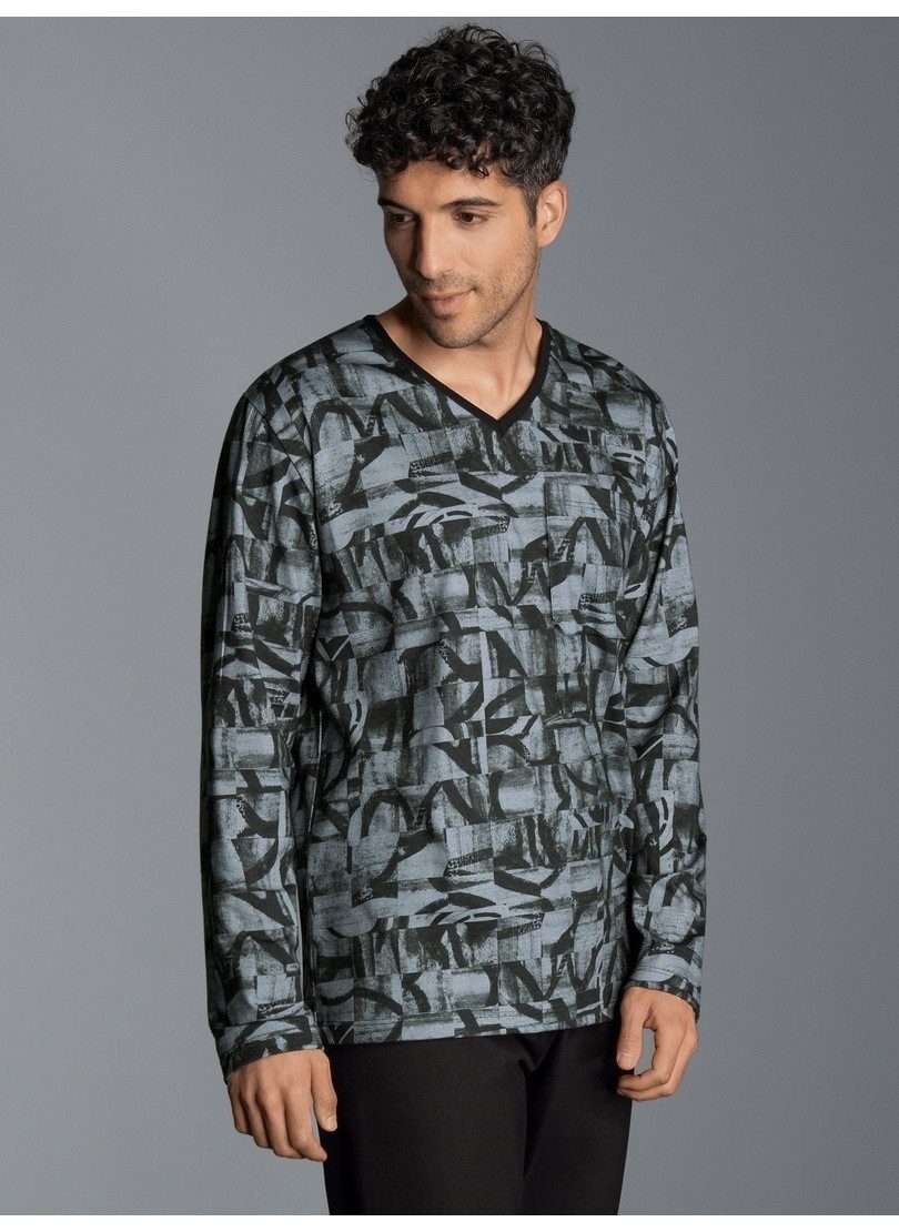 Trigema Pyjama TRIGEMA pyjama-top met kunstzinnig allover-print (1-delig)