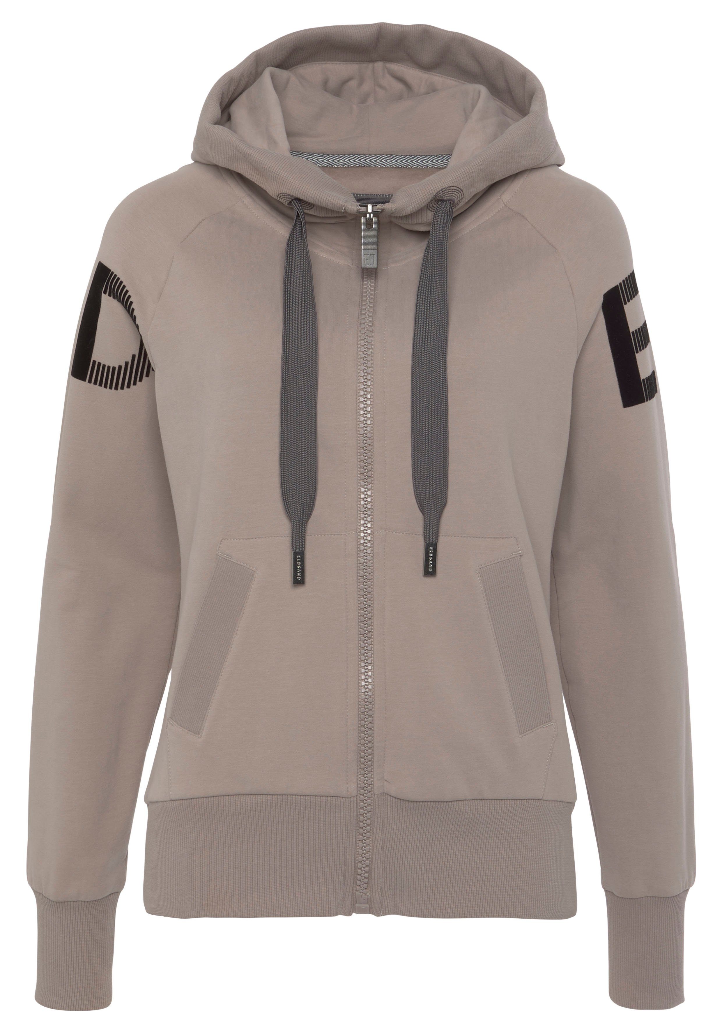 Elbsand Sweatvest Kekoa met grote logoprint achter, comfortabele vrijetijdjack met zakken