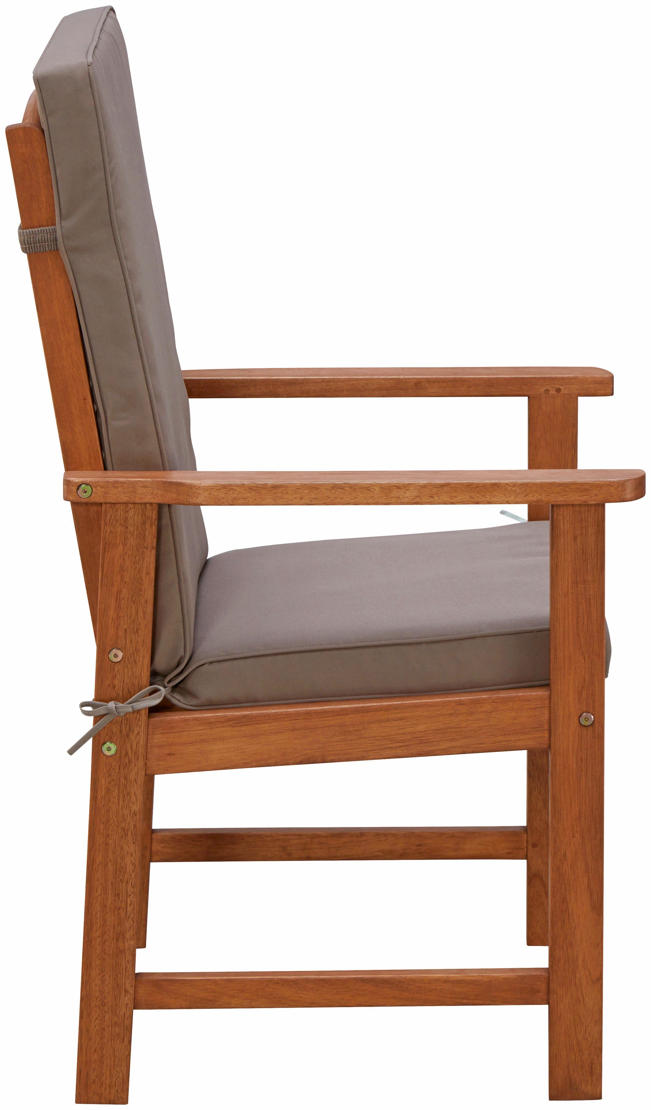 MERXX Tuinstoel Montana set van 2, aluminium/textiel, bruin, incl. kussens (set, 2 stuks)