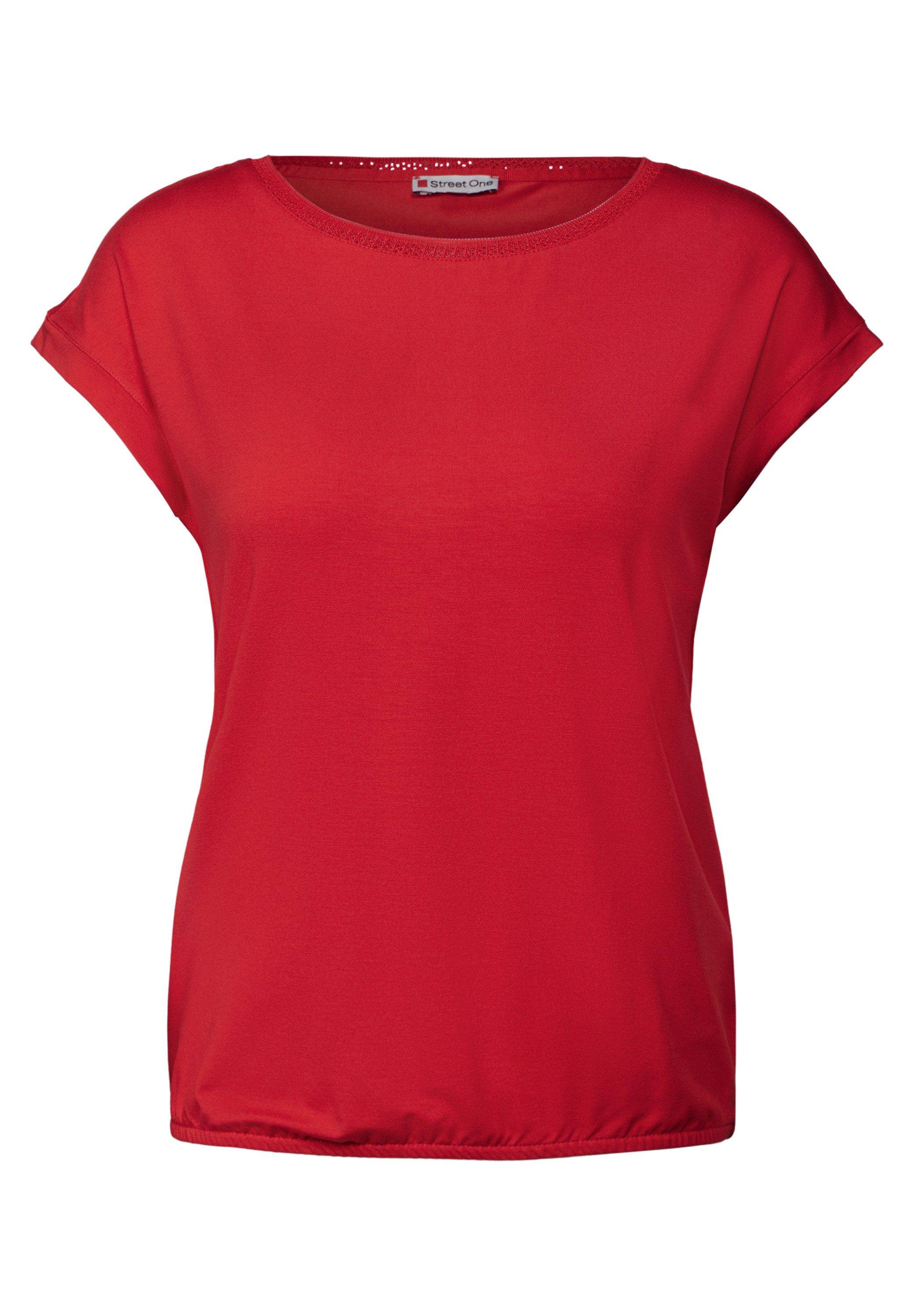 STREET ONE T-shirt met decoratietape en elastische zoom