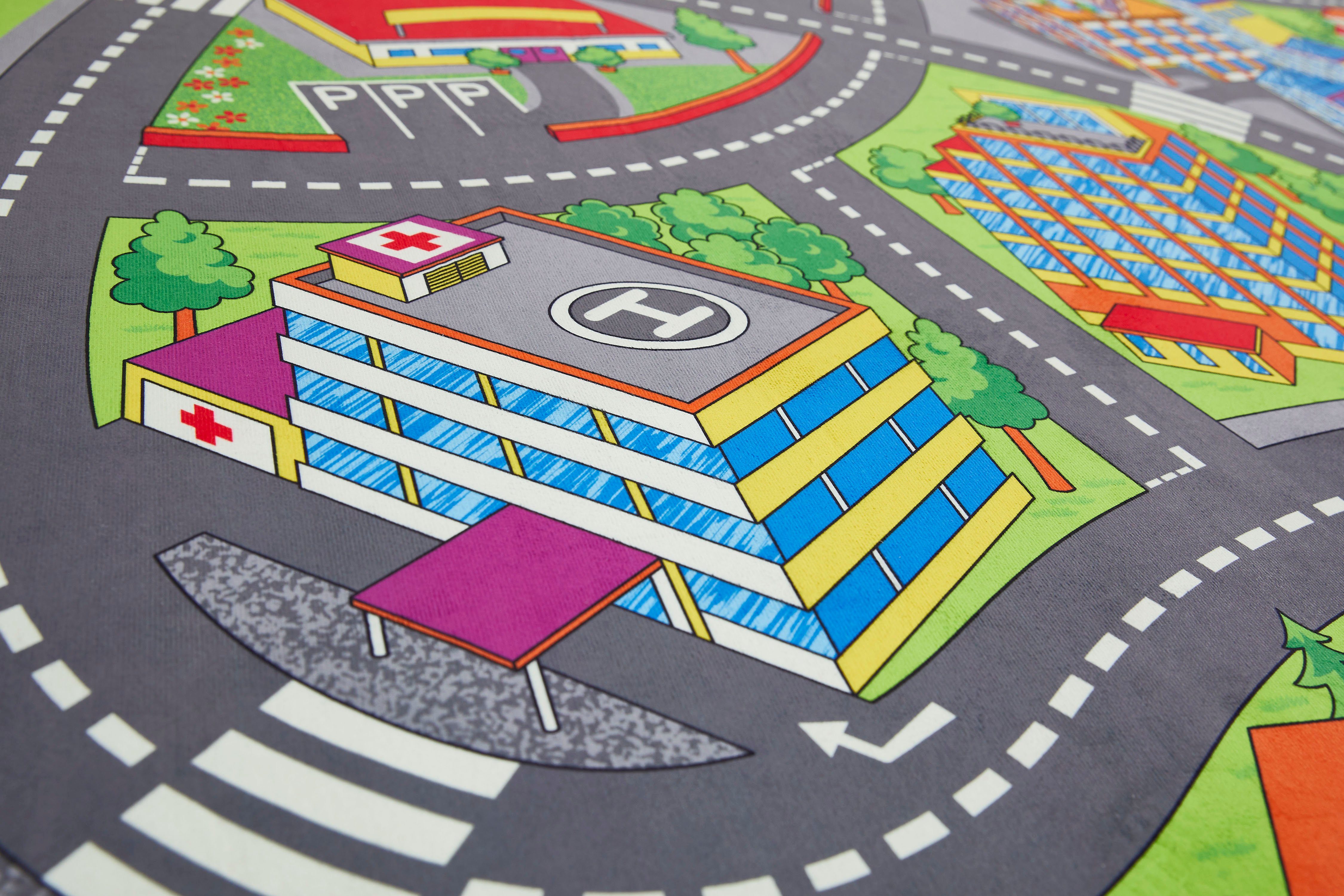 Andiamo Kindervloerkleed Street Straat speel tapijt, zachte speelmat, antislip