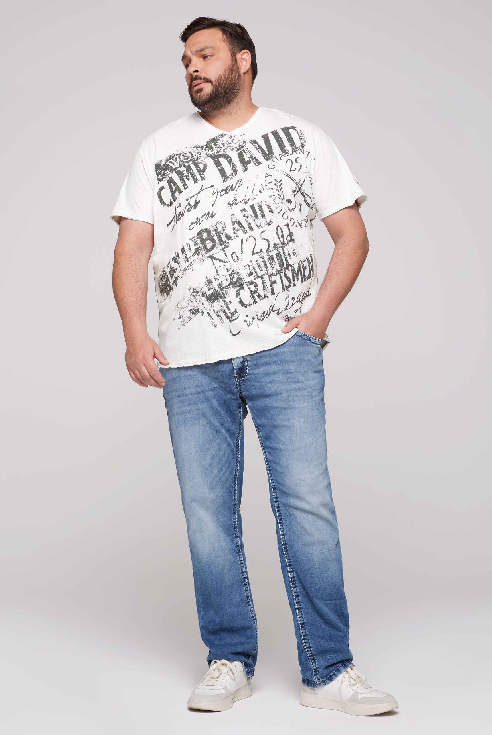 CAMP DAVID T-shirt met merkopschrift voor